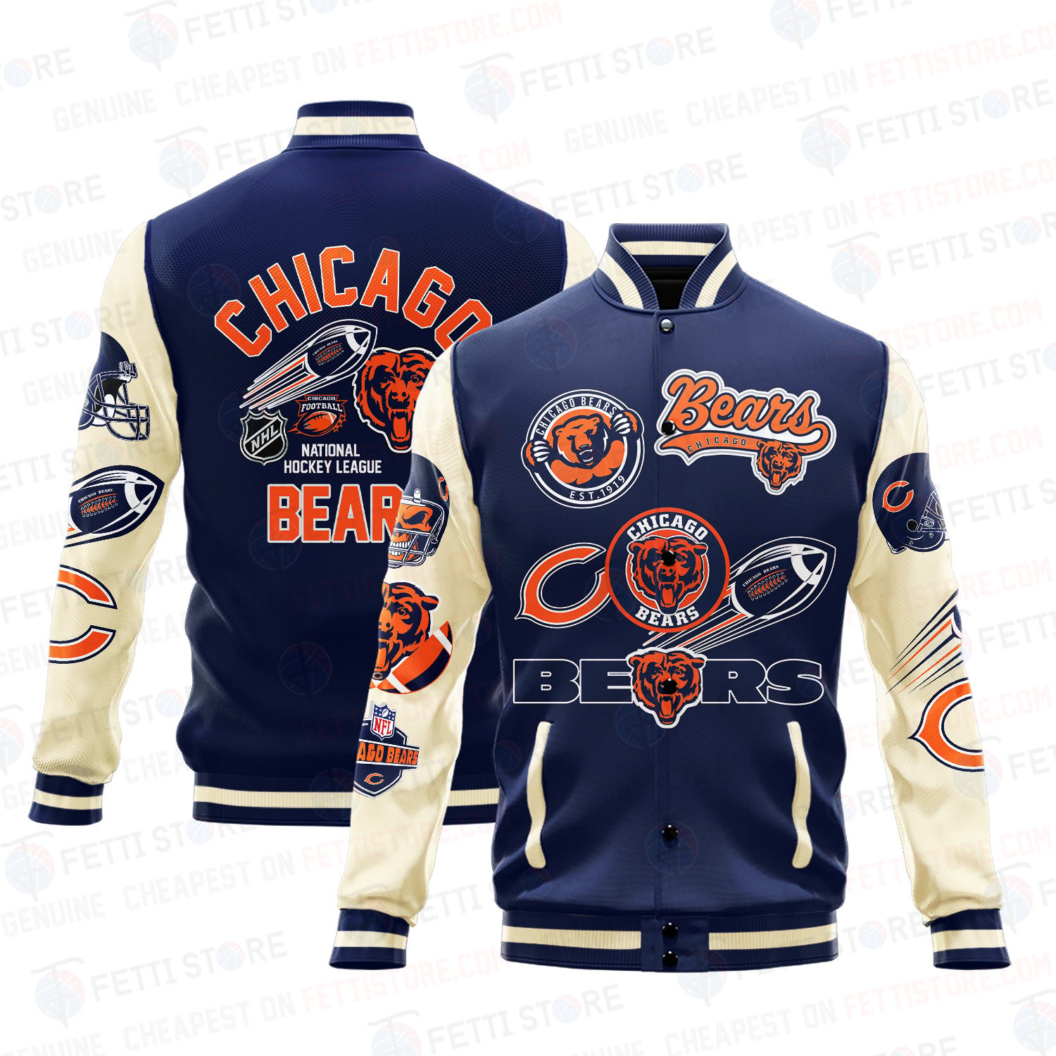 Chicago Bears Pattern Varsity Jacket