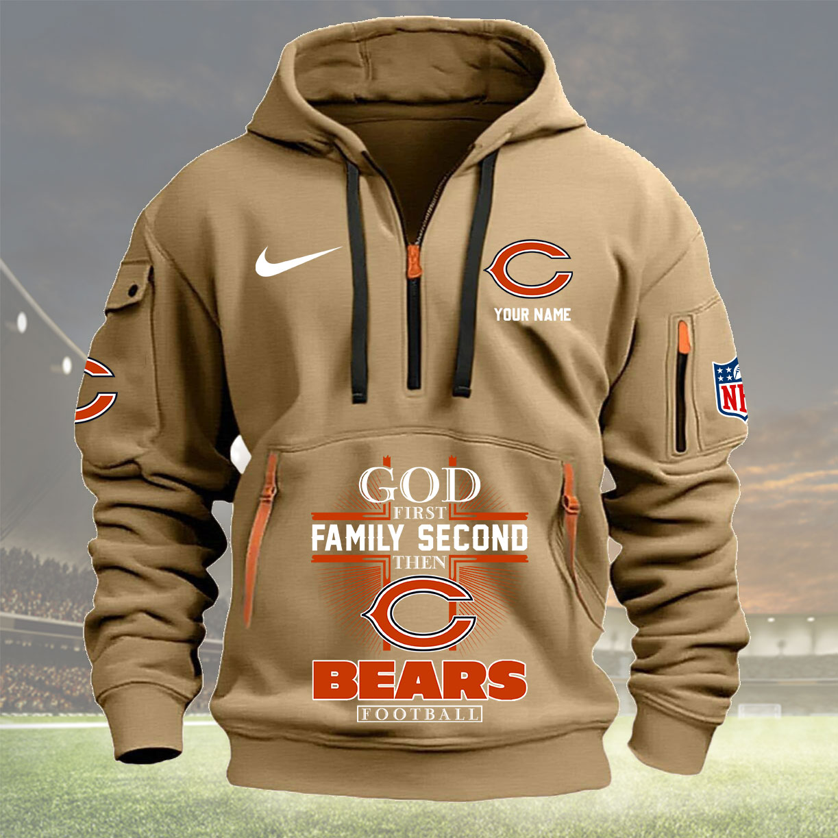 Chicago Bears Personalized Quarter Zip Hoodie New Collection AZBTQZH000246