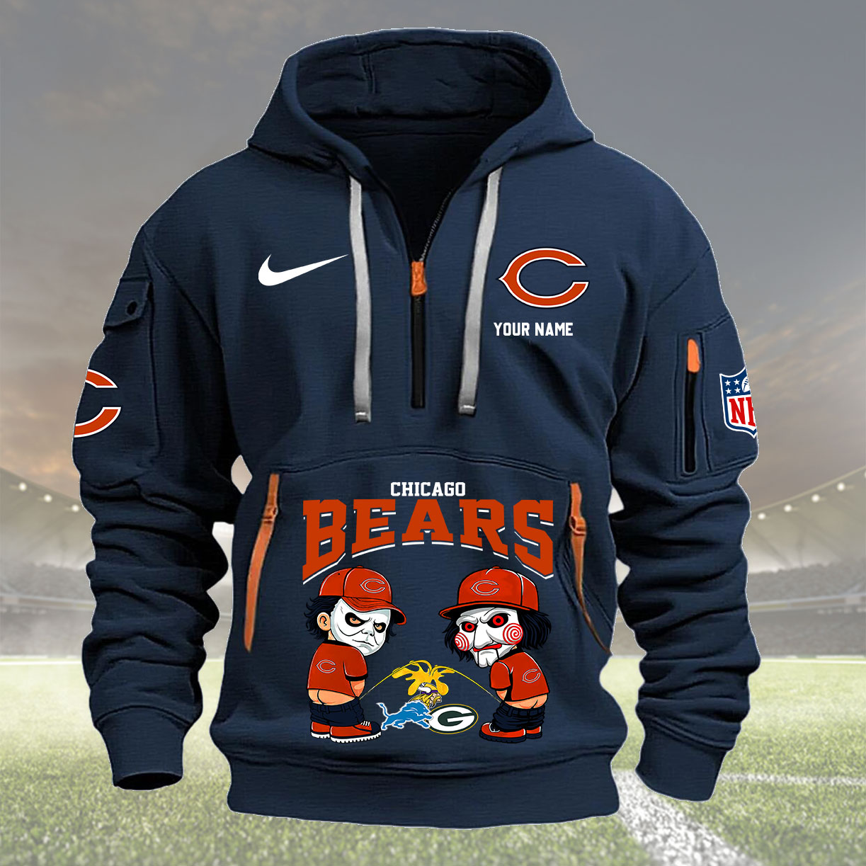 Chicago Bears Personalized Quarter Zip Hoodie New Collection AZBTQZH000280