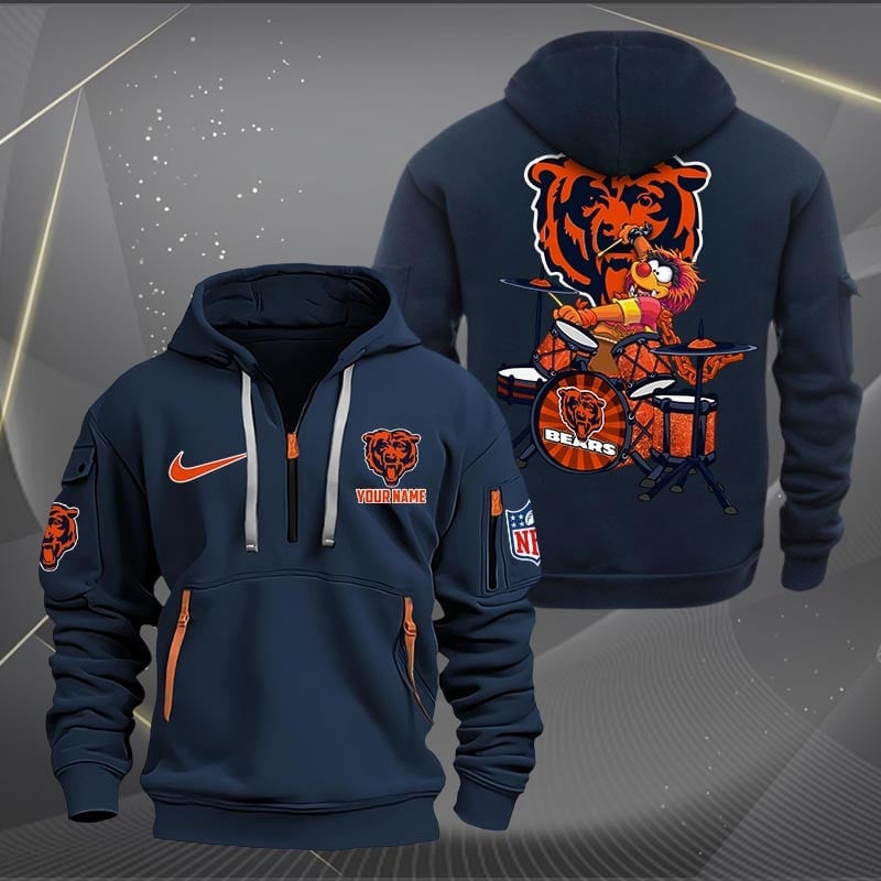 Chicago Bears Premium Personalized Quarter Zip Hoodie AZBTCQZH000006