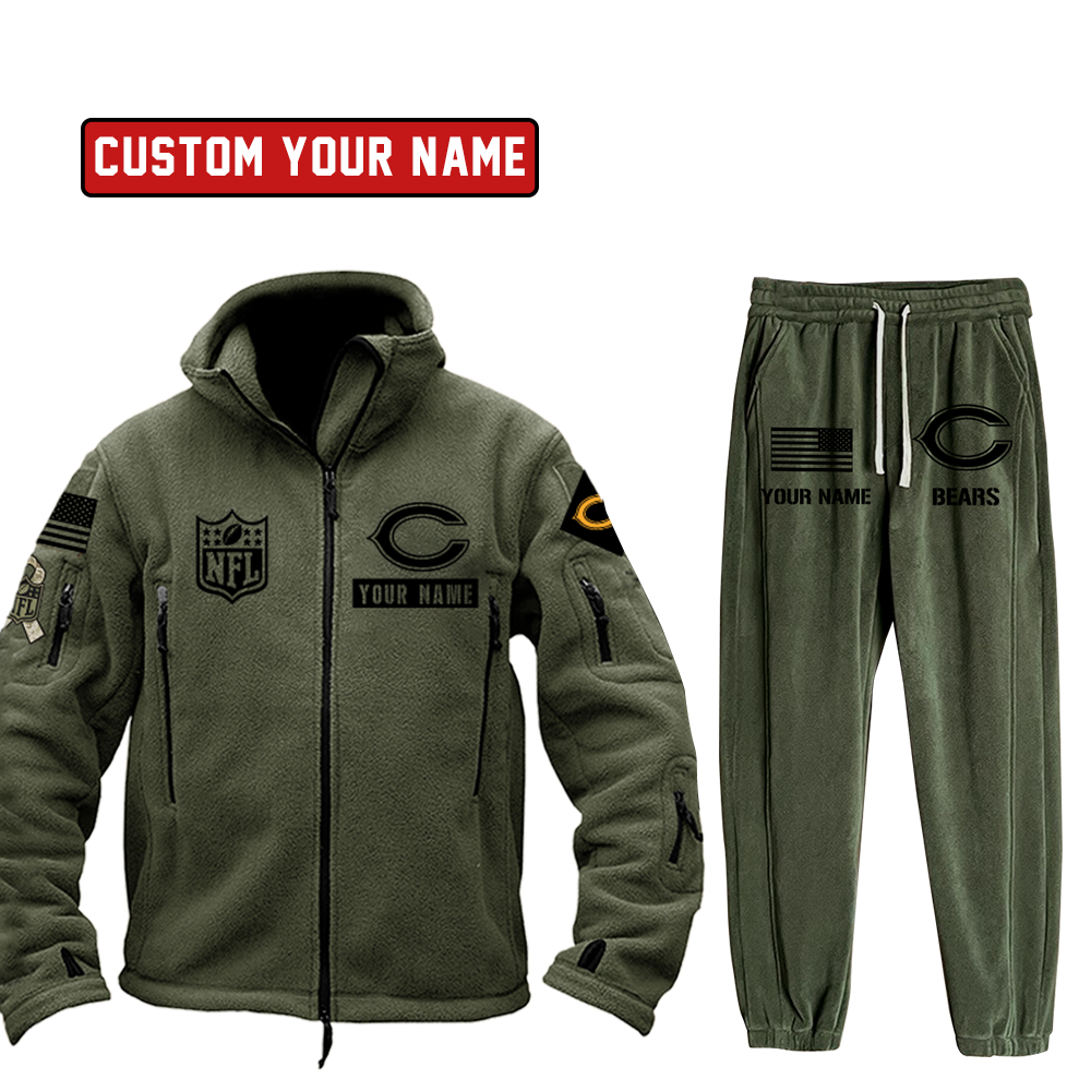 Chicago Bears Salute To Service Personalized H267 Fleece Tactical Jacket Set SP06122306ID02DS01