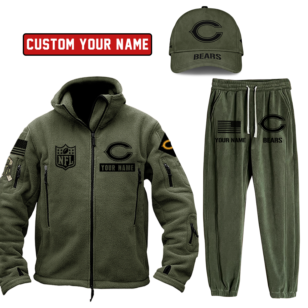 Chicago Bears Salute To Service Personalized H267 Fleece Tactical Jacket Set SP06122306ID02DS01