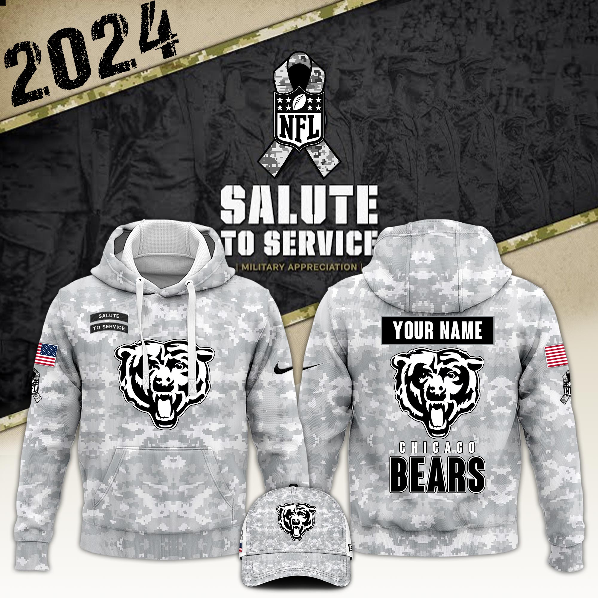 Chicago Bears Veterans Day Hoodie