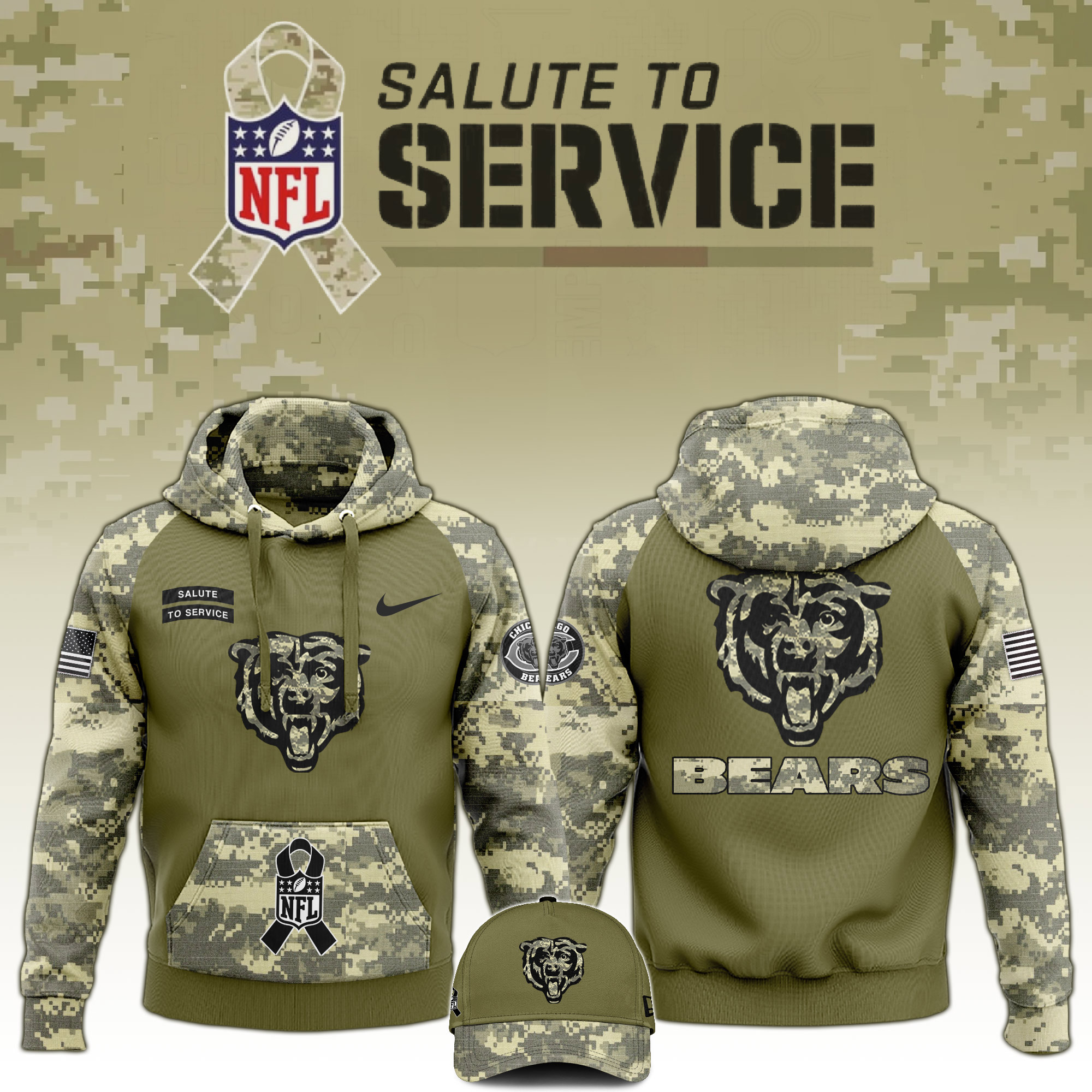 Chicago Bears Veterans Day Hoodie