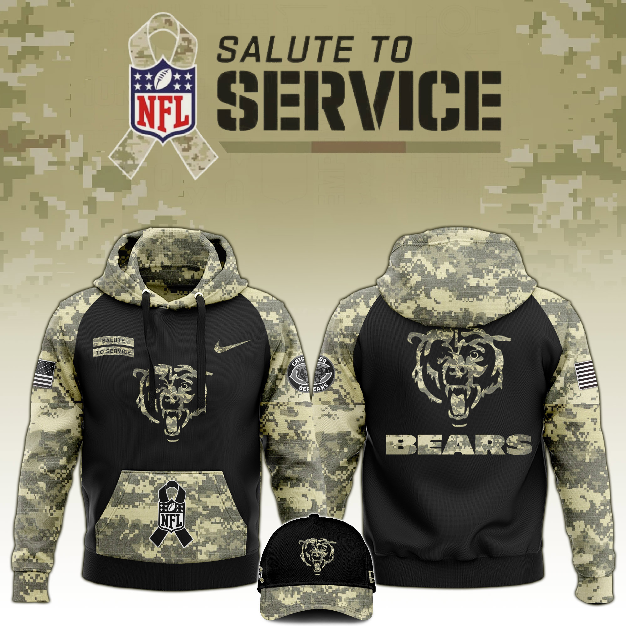 Chicago Bears Veterans Day Hoodie
