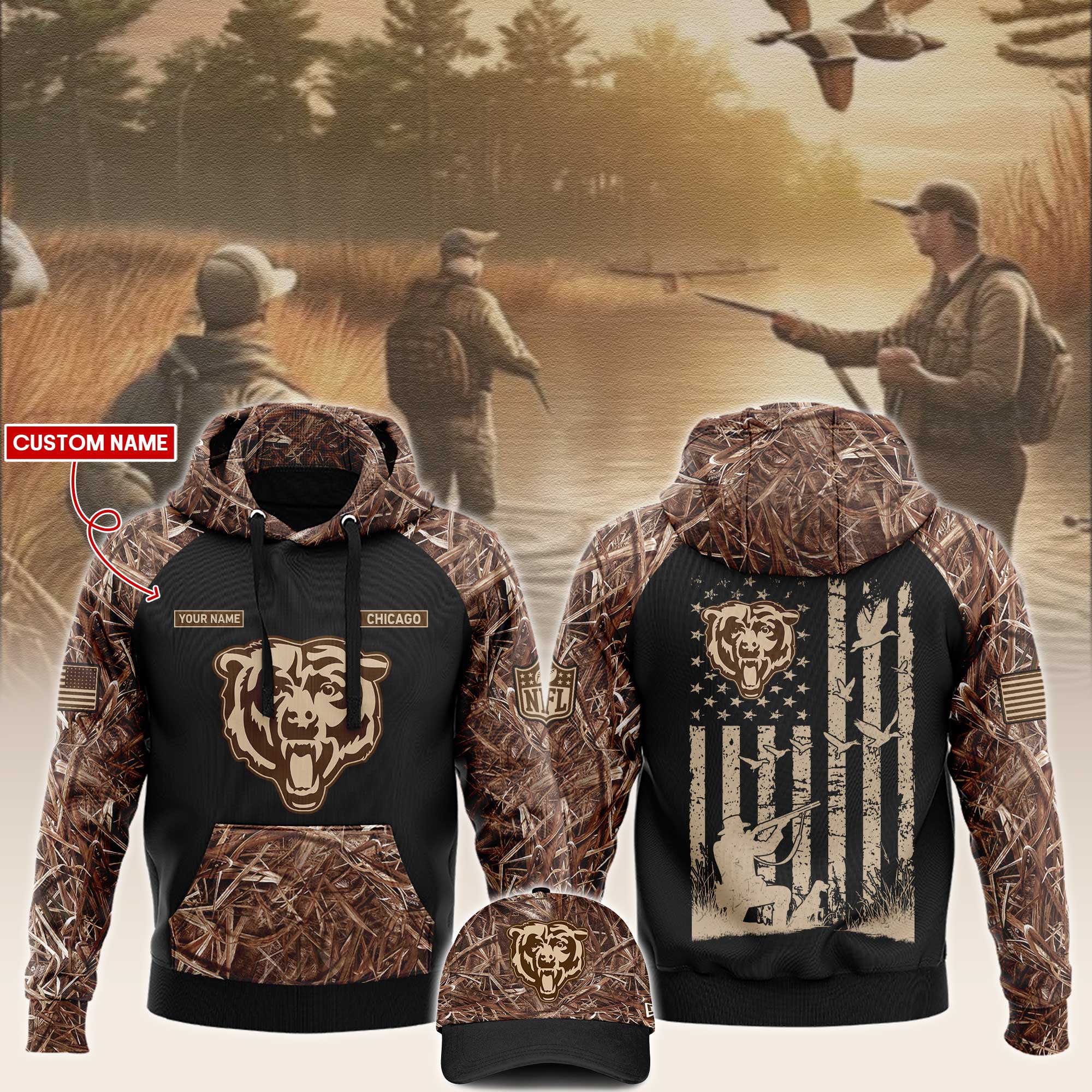 Chicago Bears x Hunting   Hoodie  V2