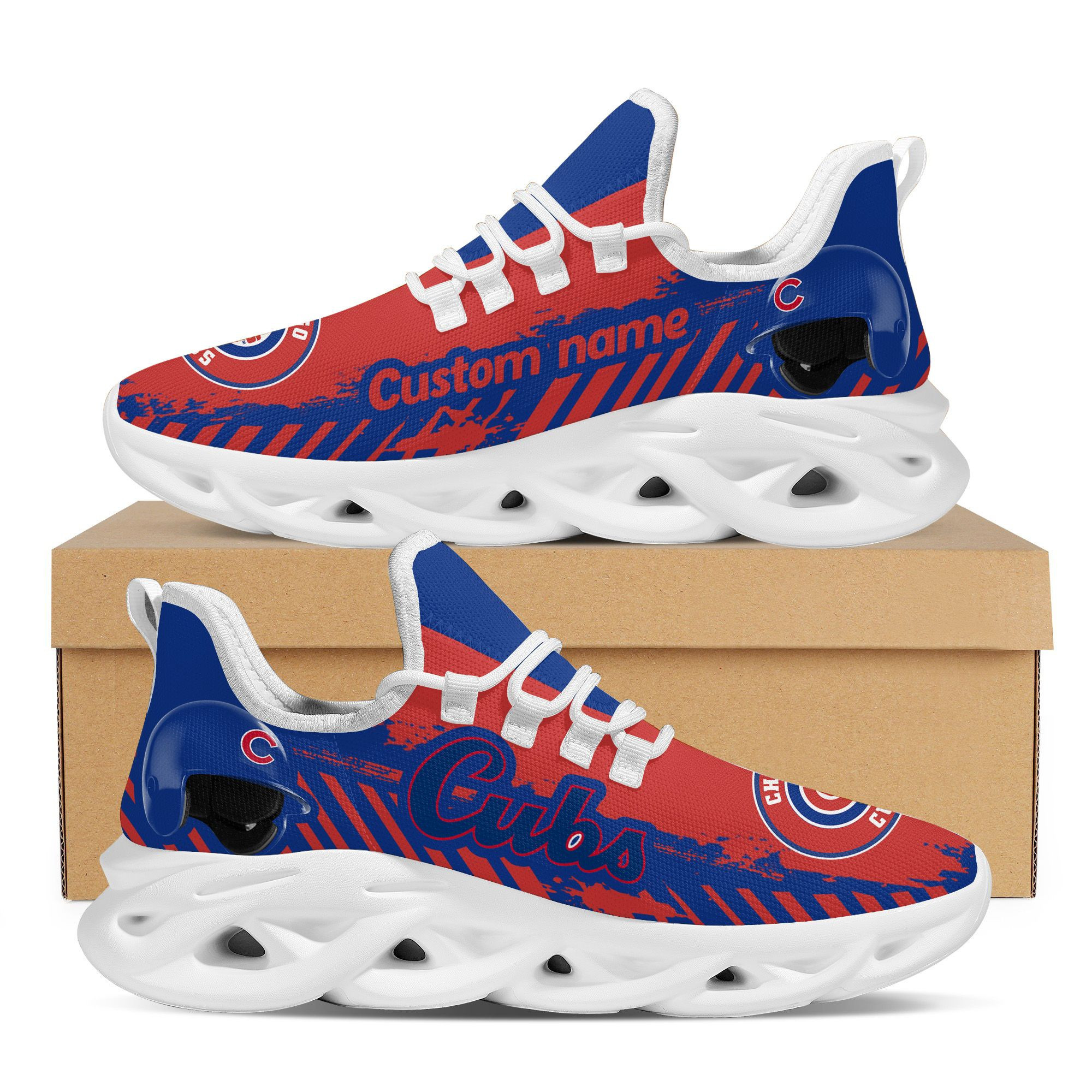 Chicago Cubs  Baseball Team Helmet Custom Name Personalized  And  Max Soul Sneakers Shoes