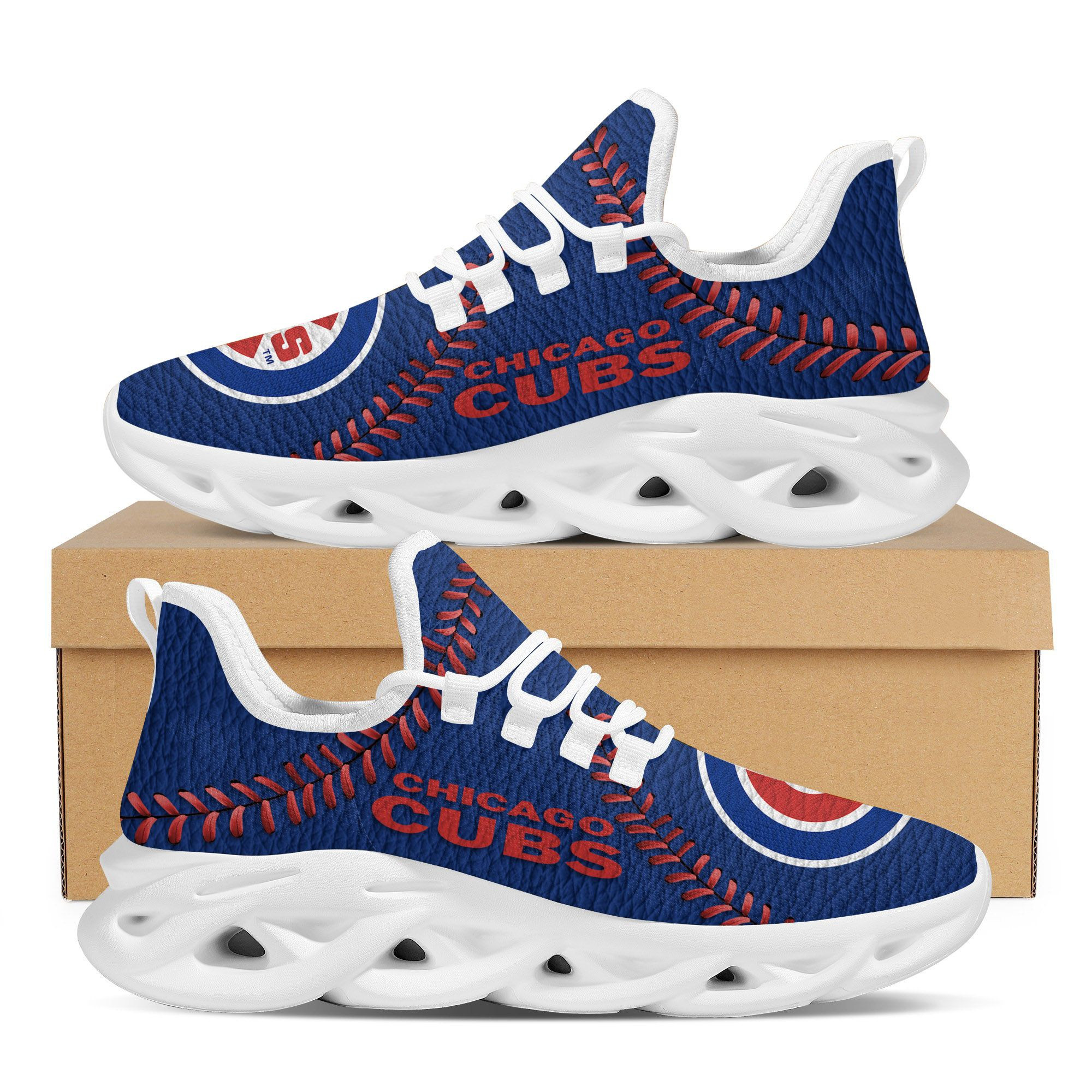Chicago Cubs  Baseball Teams Leather Surface Design Trending Max Soul Clunky Sneaker