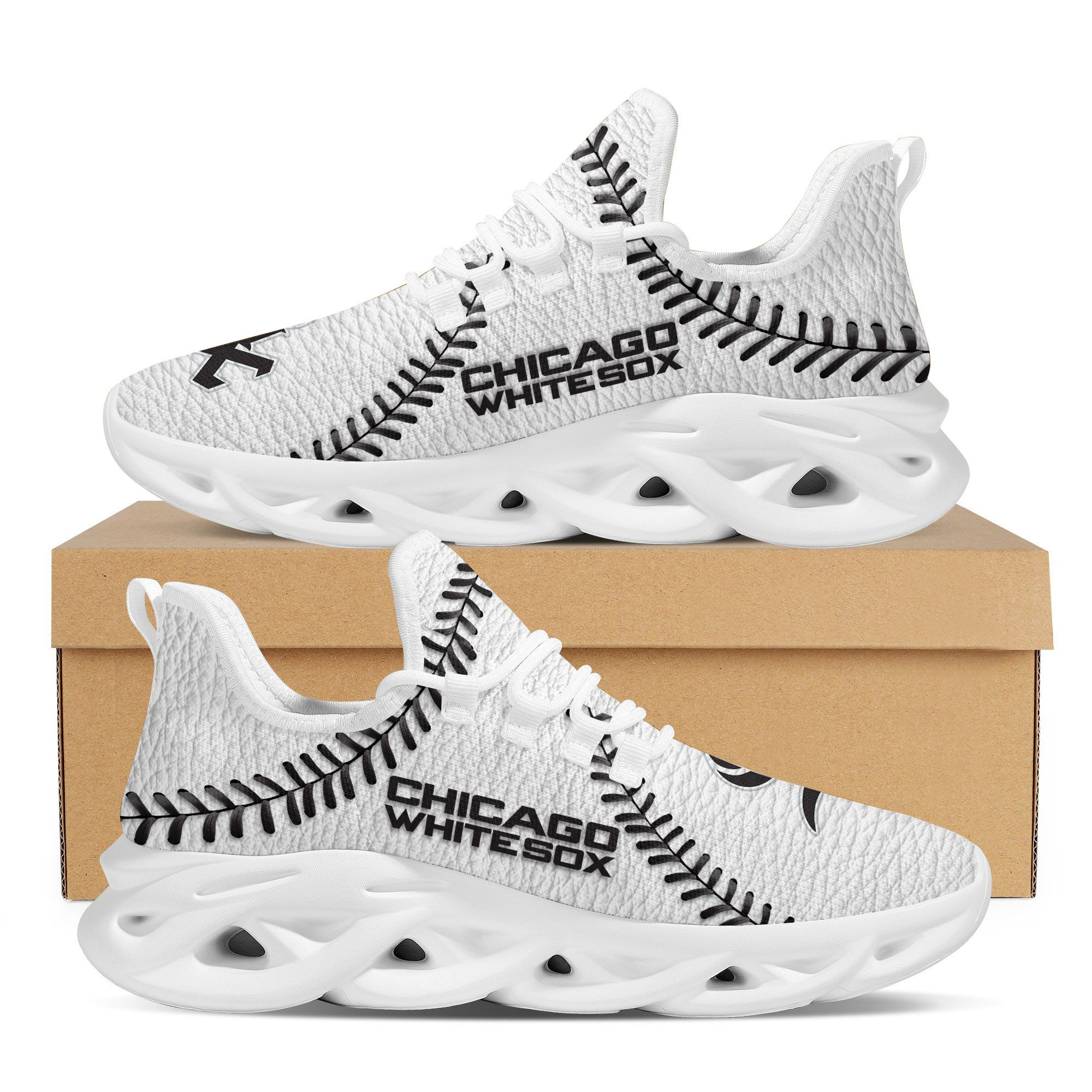 Chicago White Sox Baseball Teams Leather Surface Design Trending Max Soul Clunky Sneaker