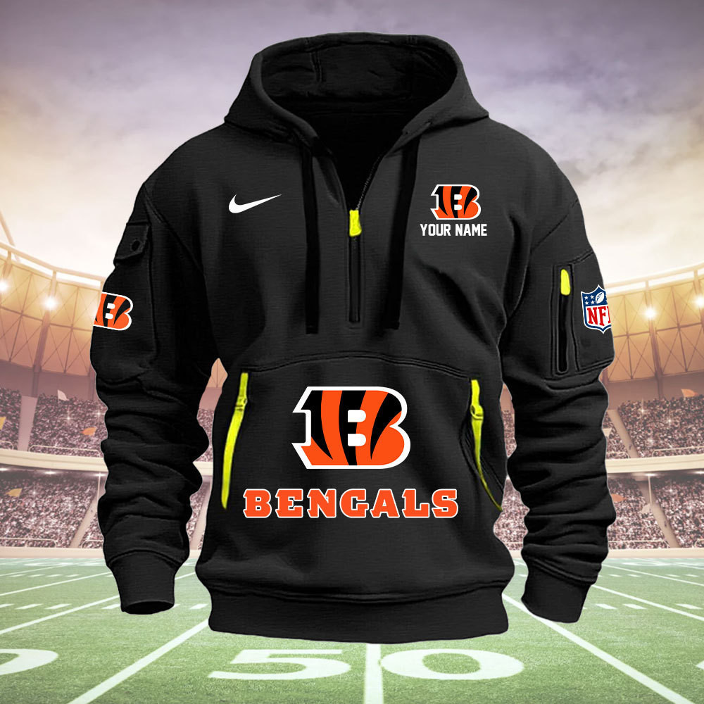 Cincinnati Bengals New Personalized Quarter Zip Hoodie AZBTQZH000006