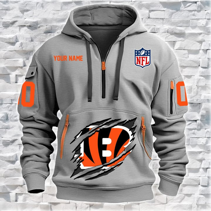 Cincinnati Bengals New Personalized Quarter Zip Hoodie AZBTQZH000084