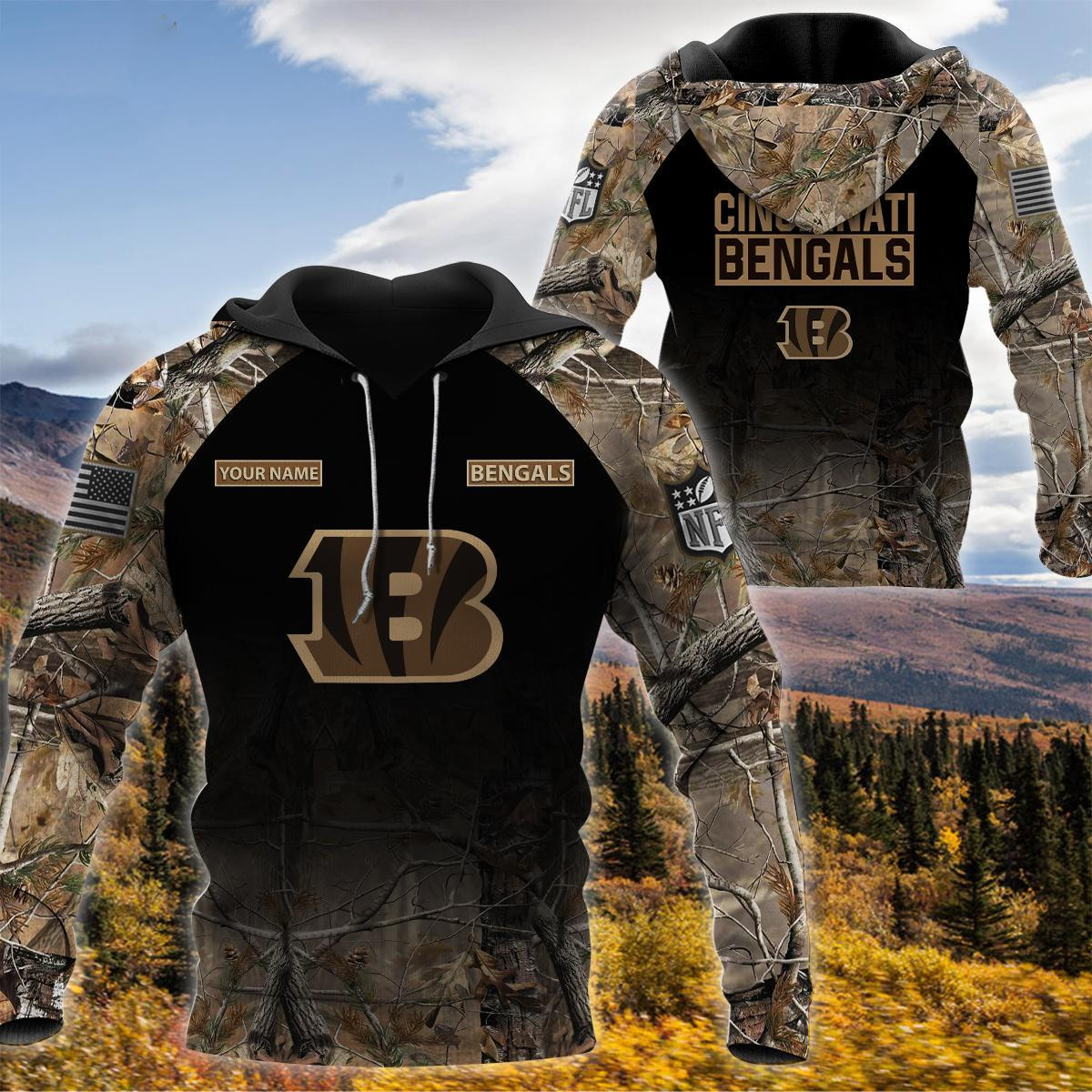 Cincinnati Bengals Personalized Hunting Camo Hoodie,T-Shirt, Sweatshirt, Zipper