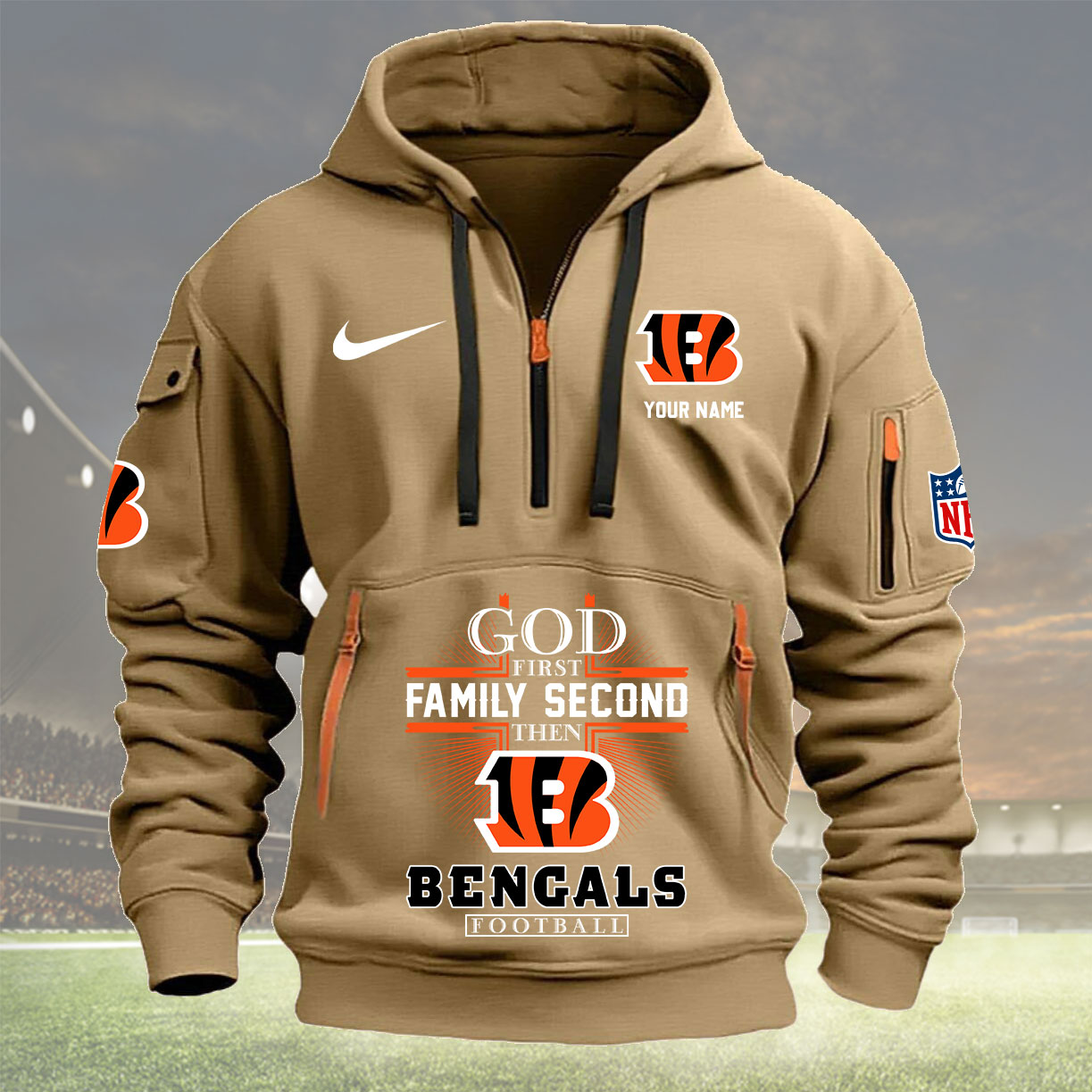 Cincinnati Bengals Personalized Quarter Zip Hoodie New Collection AZBTQZH000247