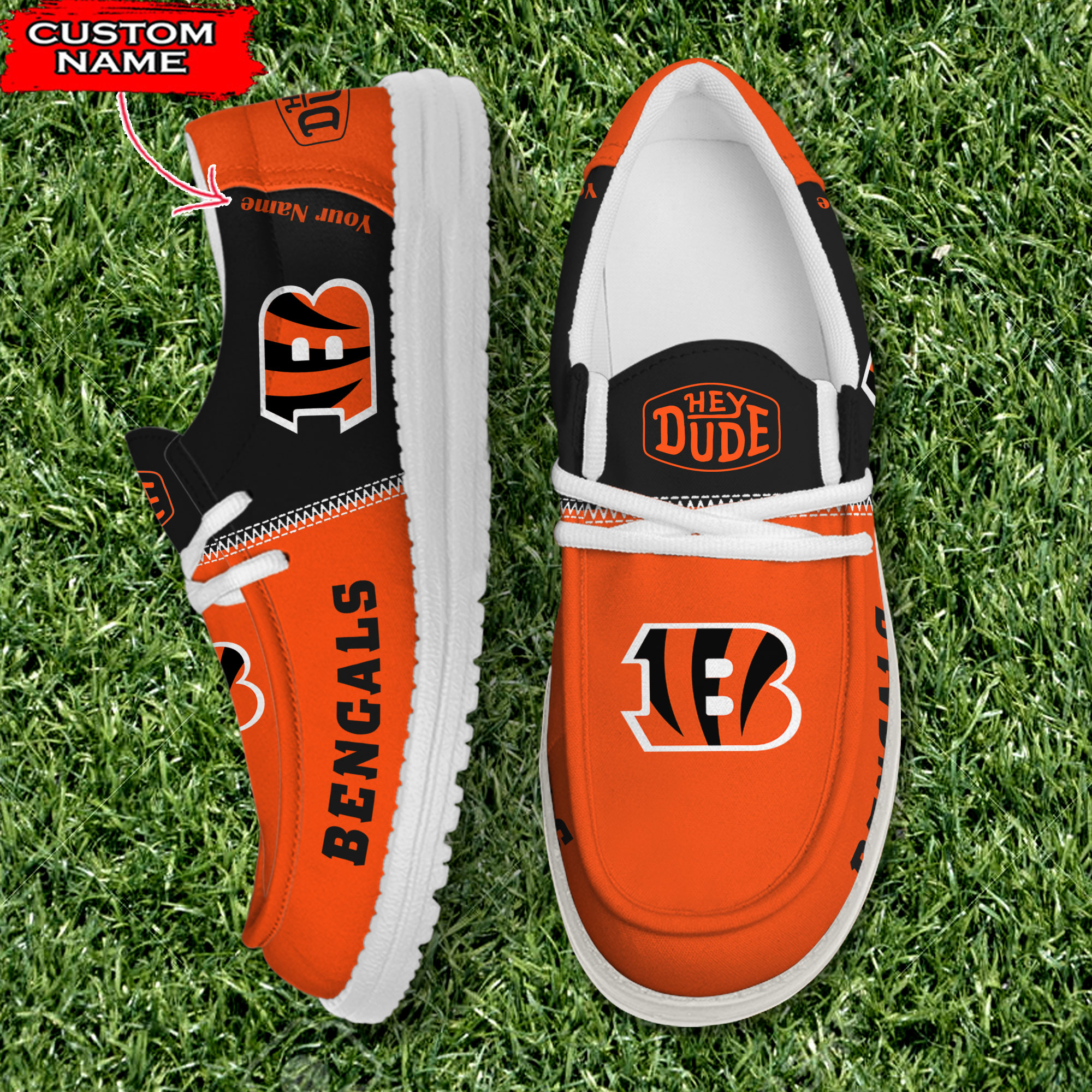 Cincinnati Bengals Personalized Your Name 32 Teams Hey Dude Shoes