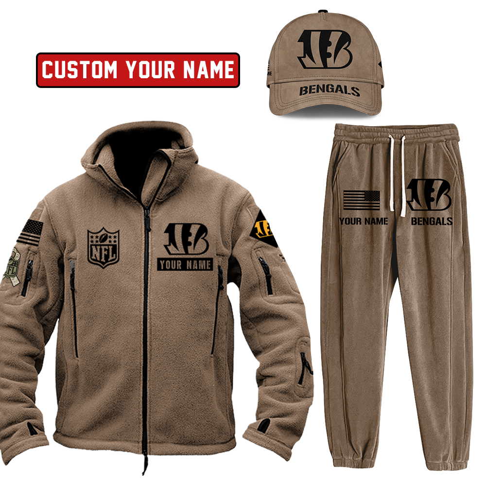 Cincinnati Bengals Salute To Service Personalized H267 Fleece Tactical Jacket Set  SP06122307ID02DS01
