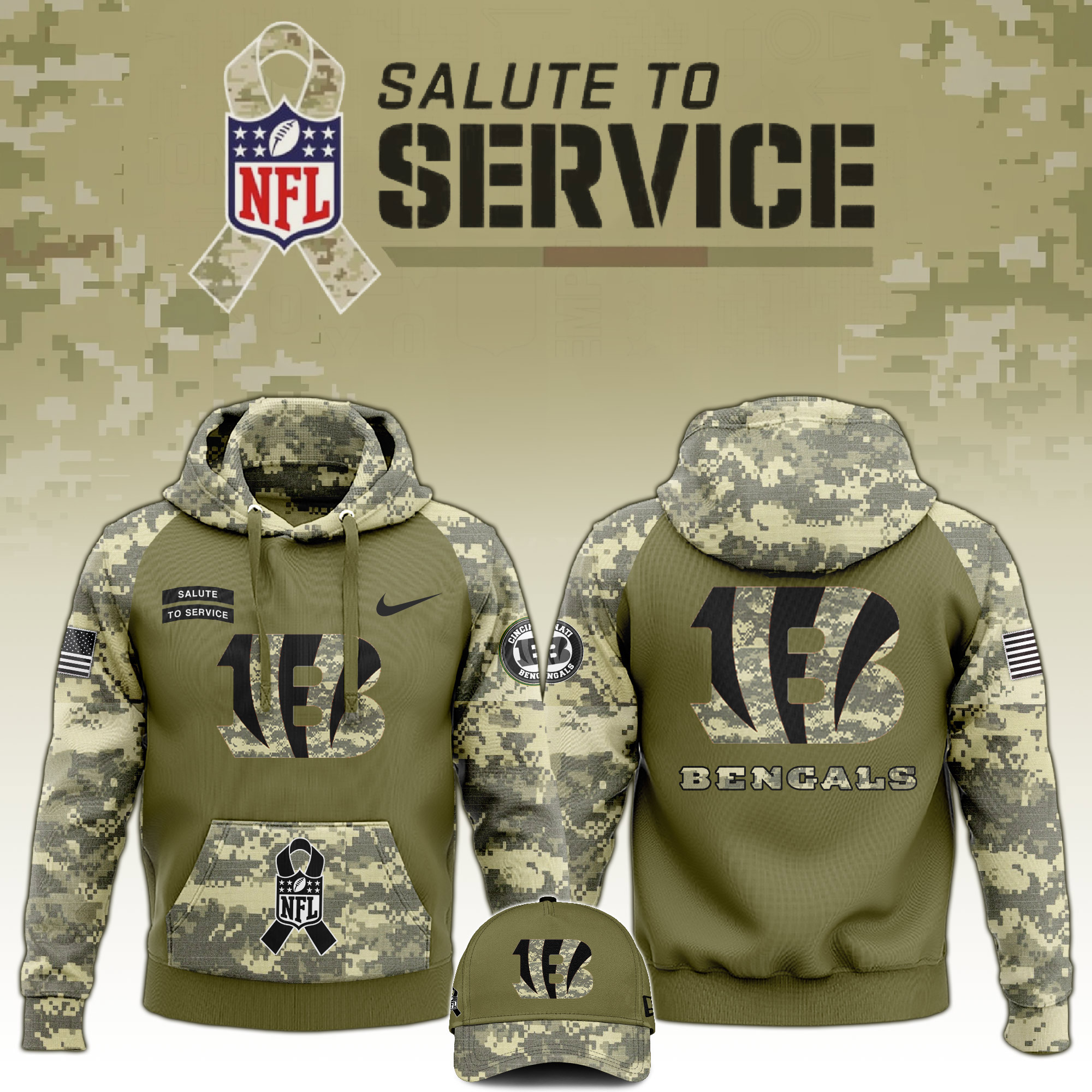 Cincinnati Bengals Veterans Day Hoodie