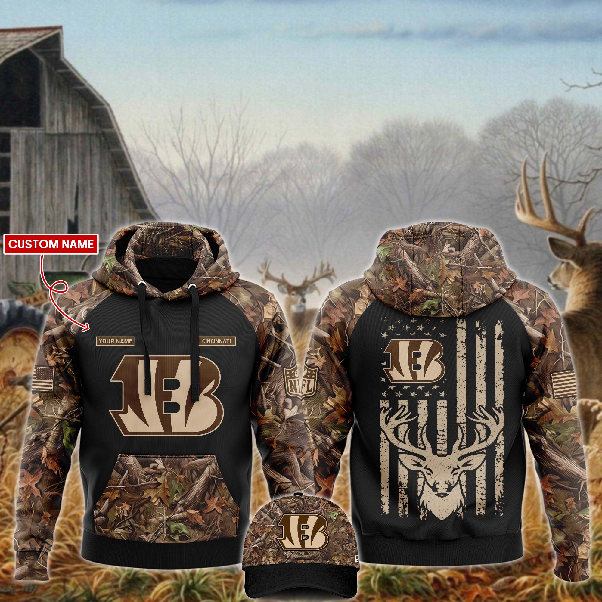 Cincinnati Bengals  x Hunting   Hoodie