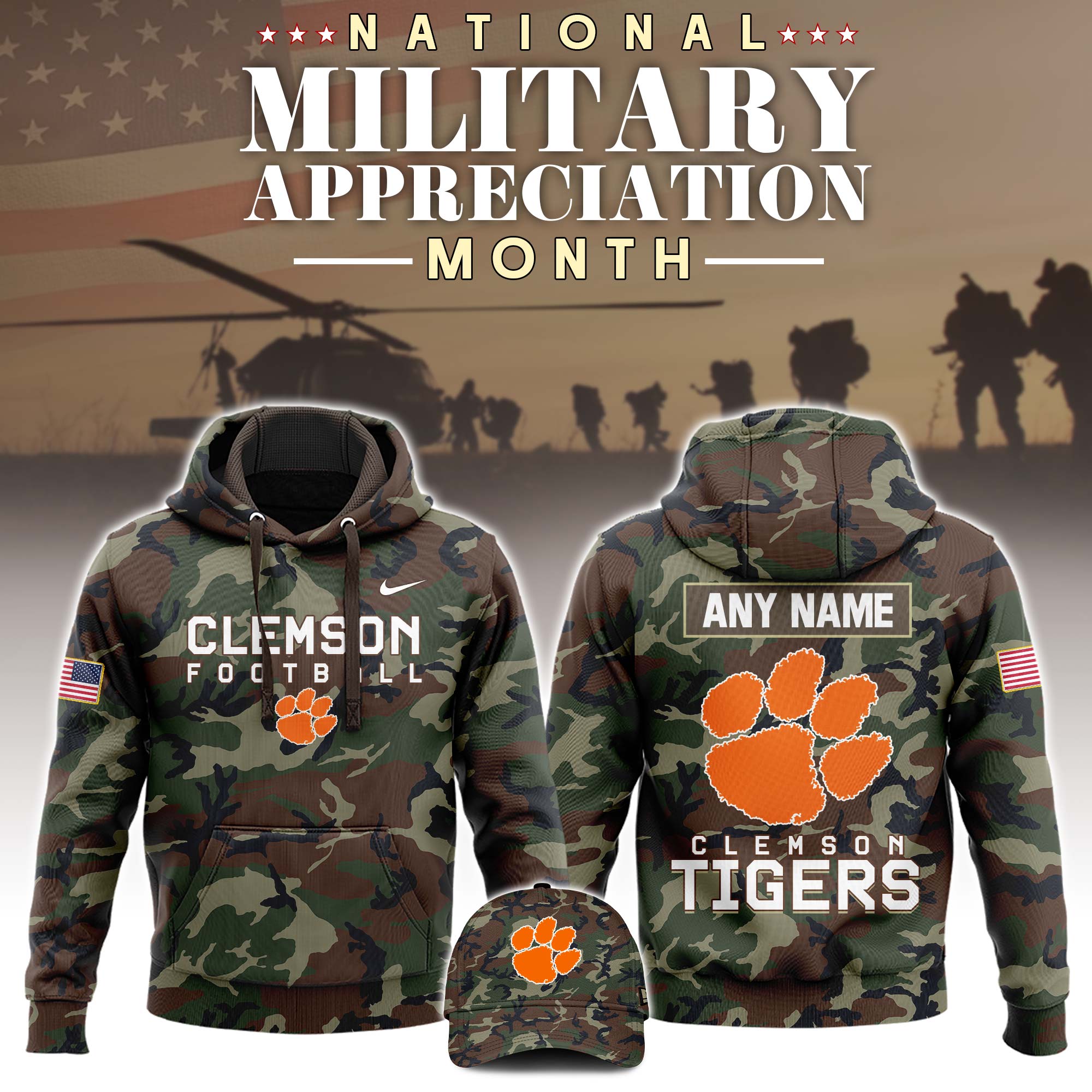 Clemson Tigers x   National Military Appreciation Month   Hoodie