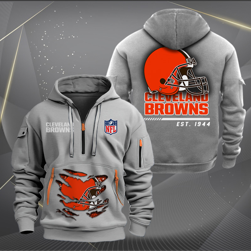 Cleveland Browns New Personalized Quarter Zip Hoodie AZBTQZH000102