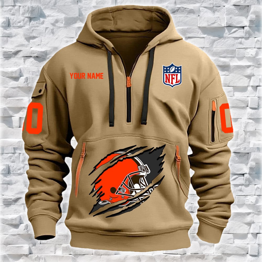 Cleveland Browns New Personalized Quarter Zip Hoodie NA005