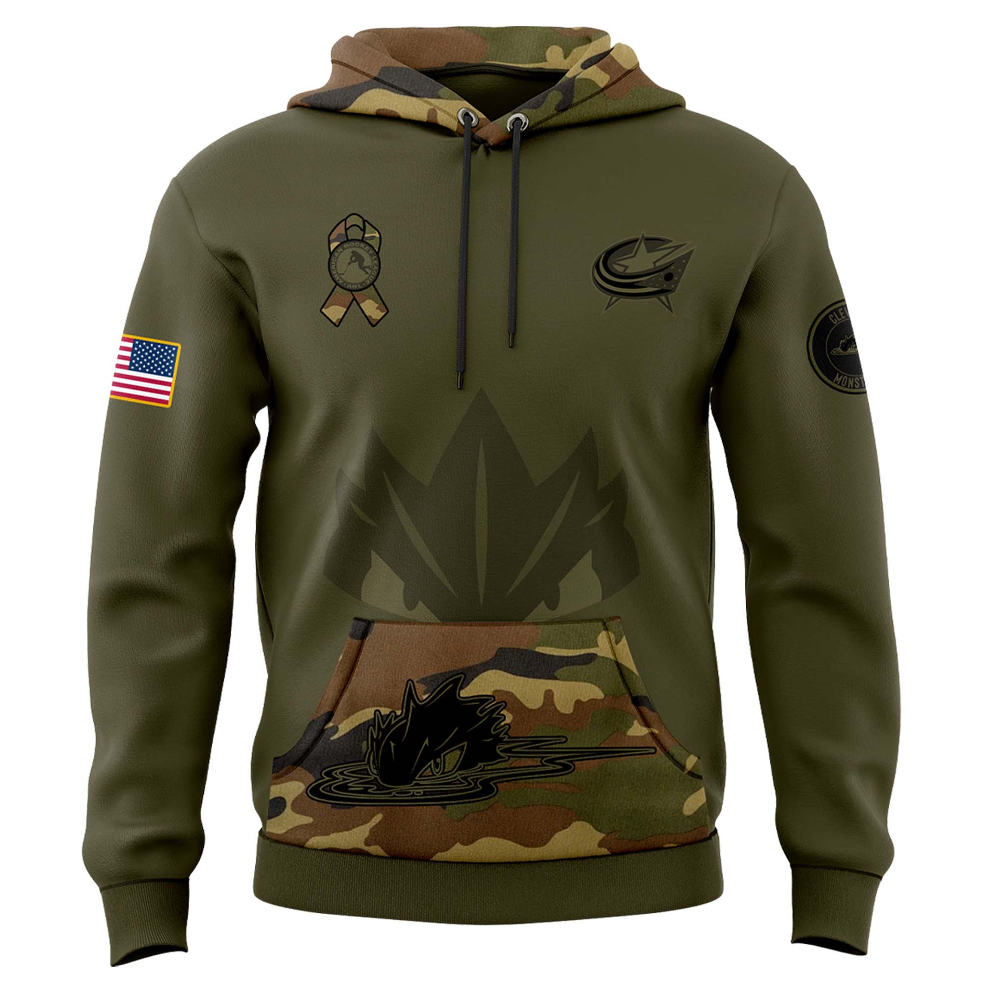 Cleveland Monsters Camo Salute to Service Club Fleece Pullover Hoodie