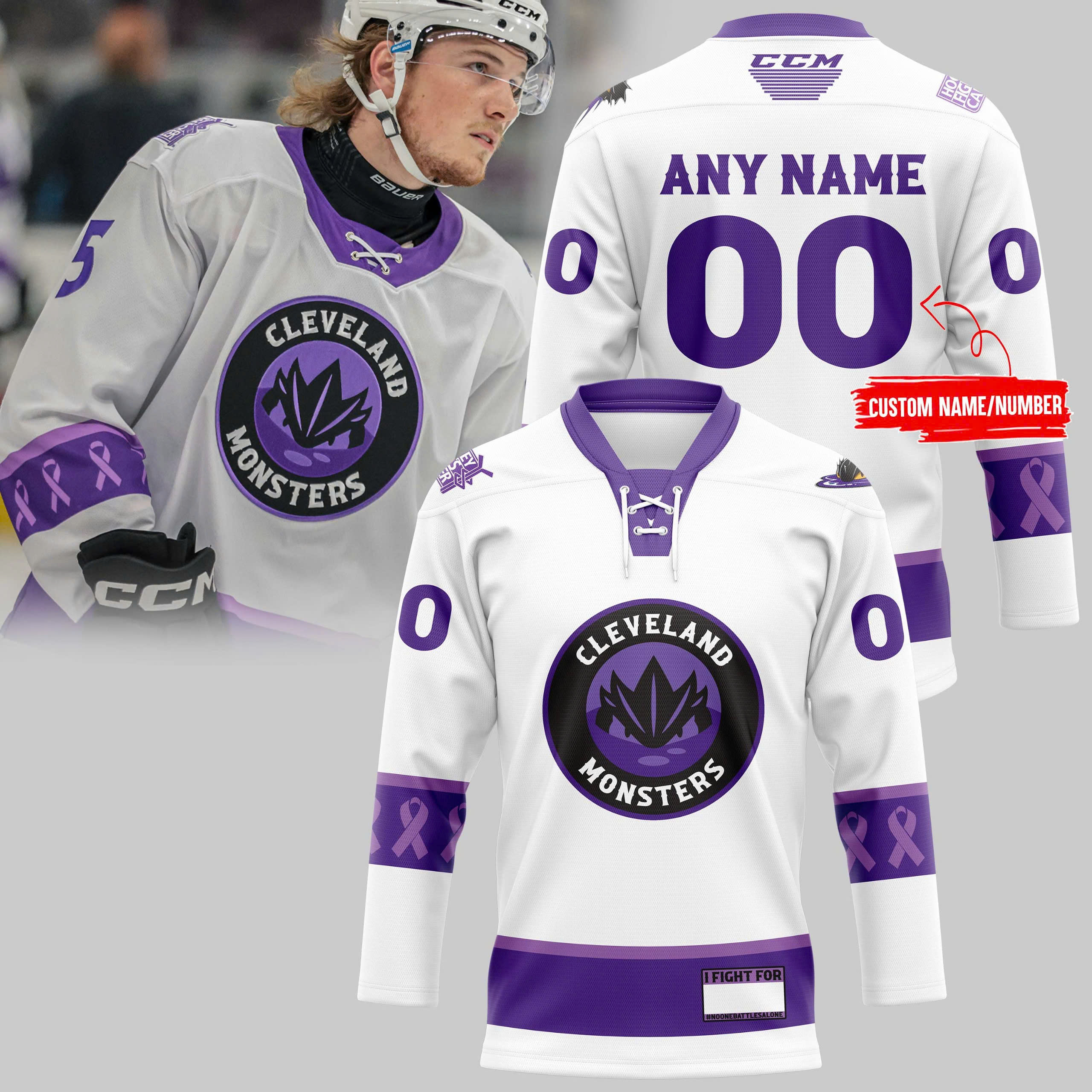 Cleveland Monsters Hockey Fight Cancer Jersey
