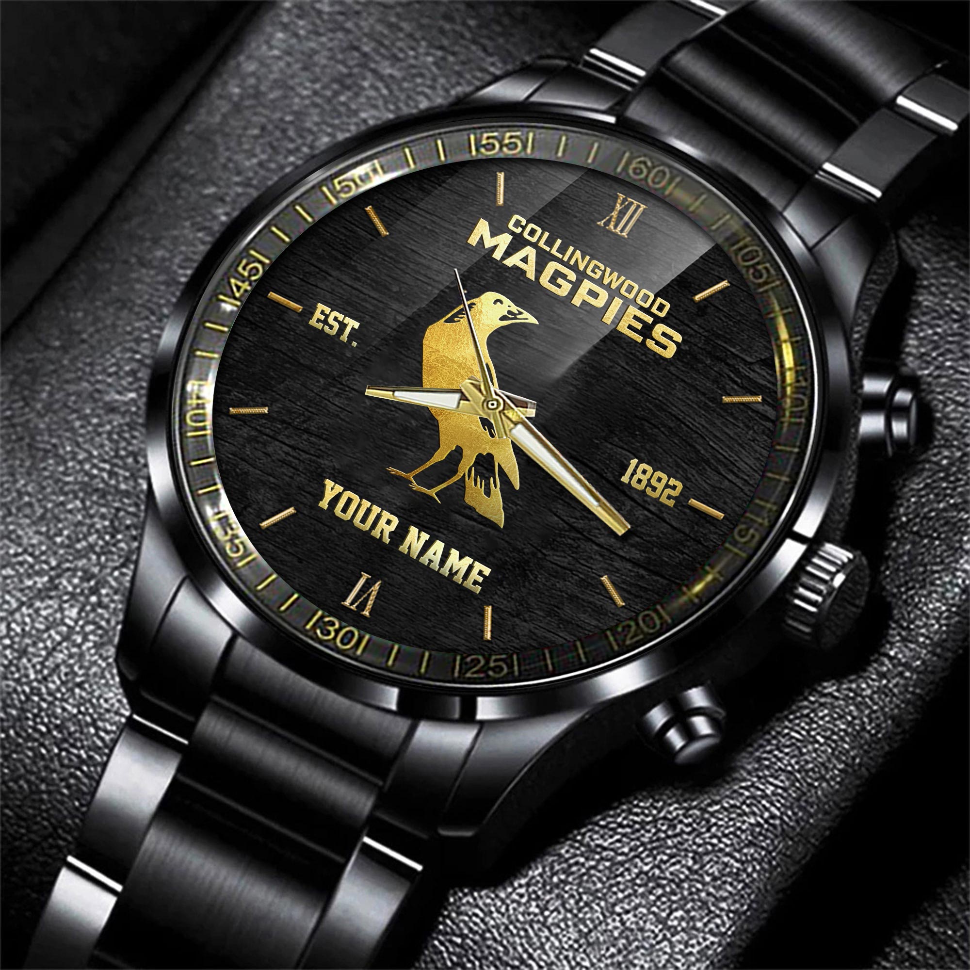 Collingwood Black Fashion Watch Custom Your Name