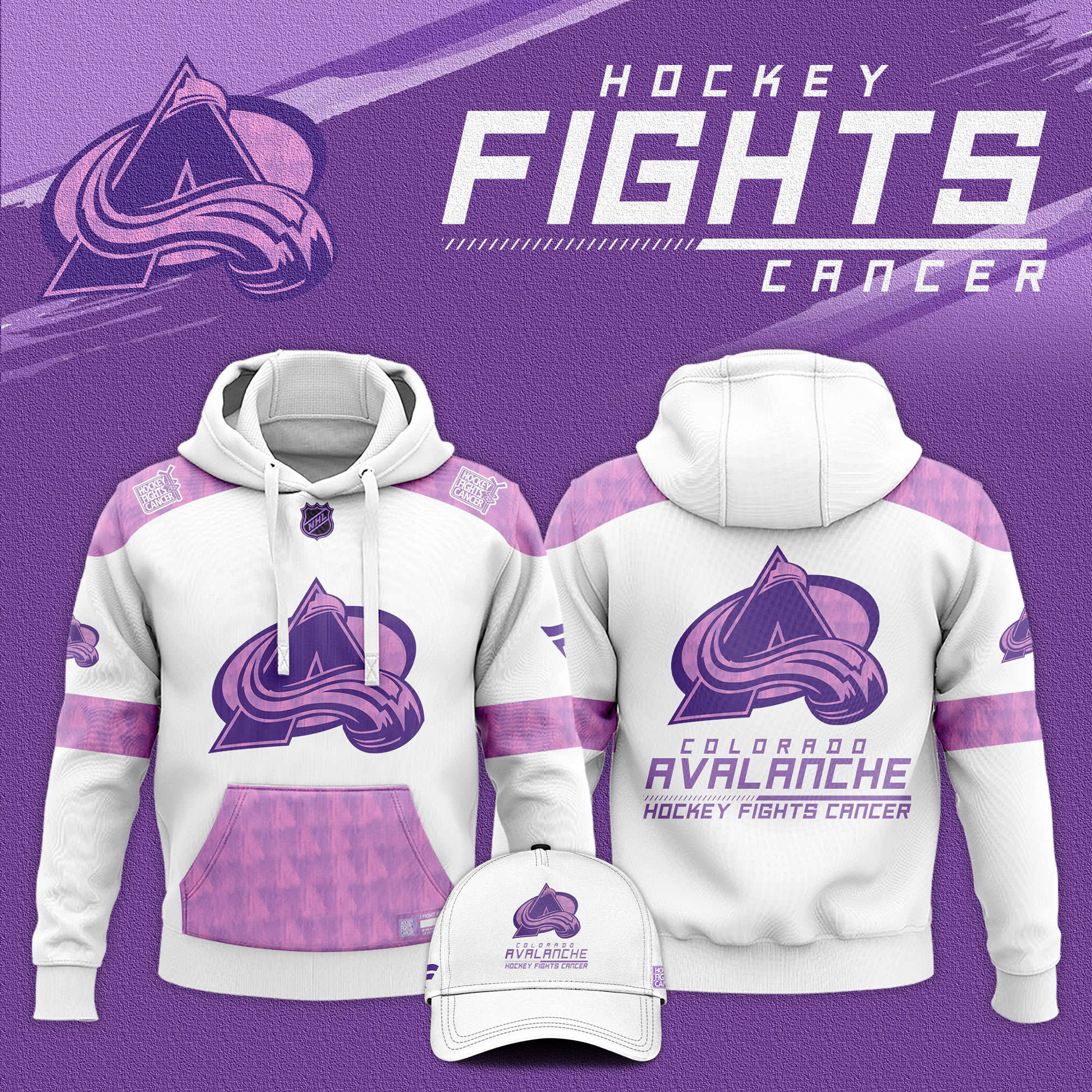 Colorado Avalanche Hockey Fights Cancer Hoodie #1