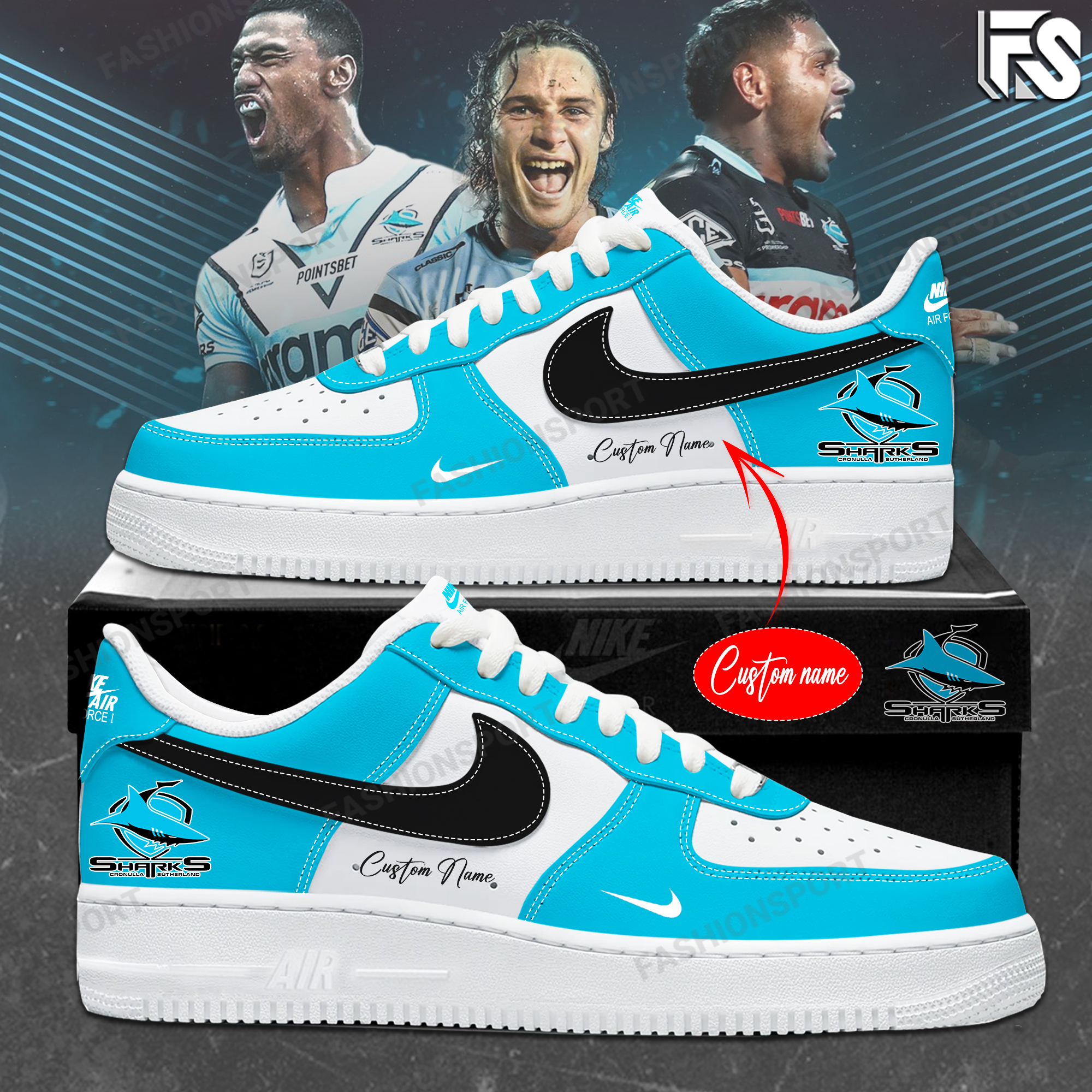 Cronulla Sharks x AF1 Shoes v4