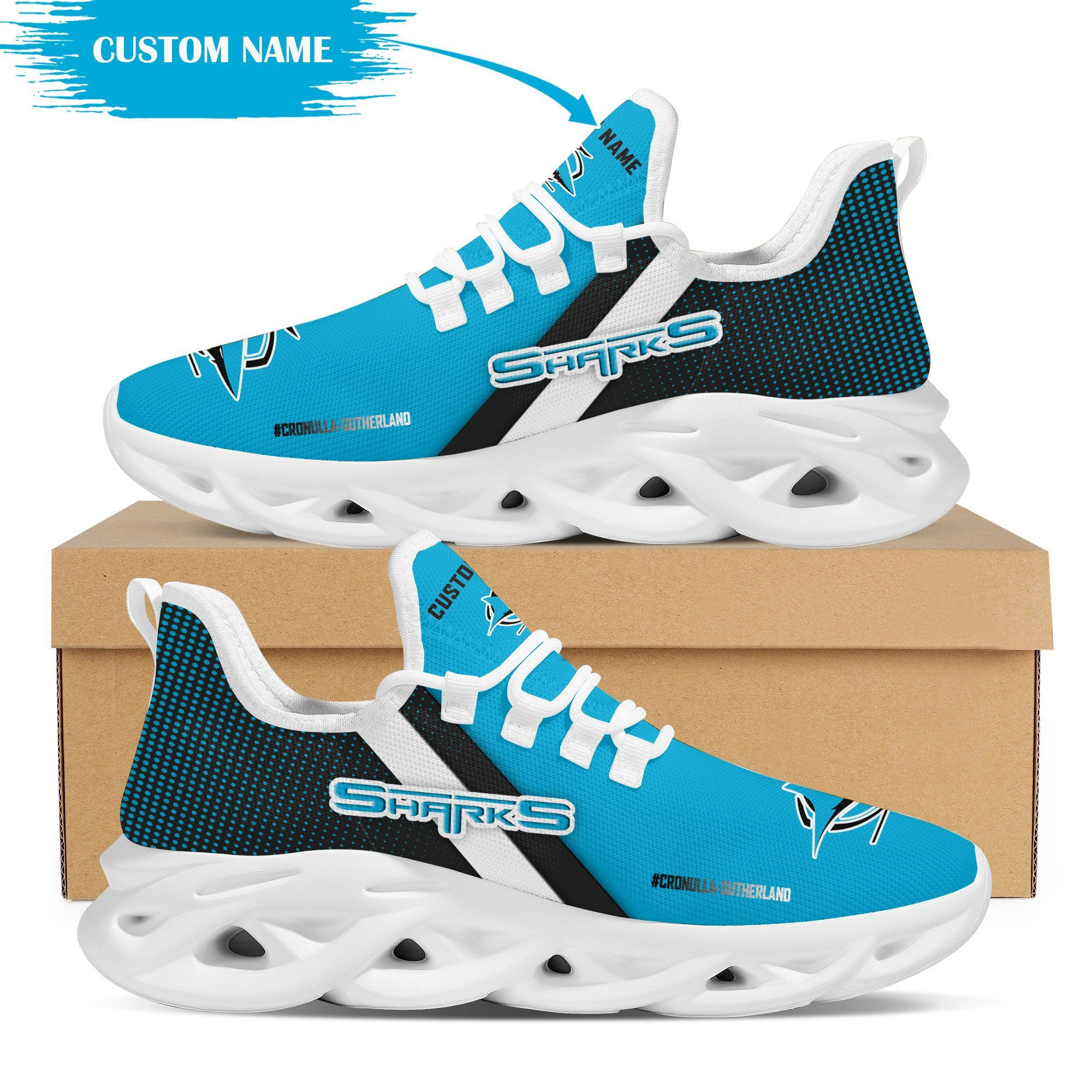 Cronulla-Sutherland Sharks Custom Personalized Max Soul Sneakers Shoes