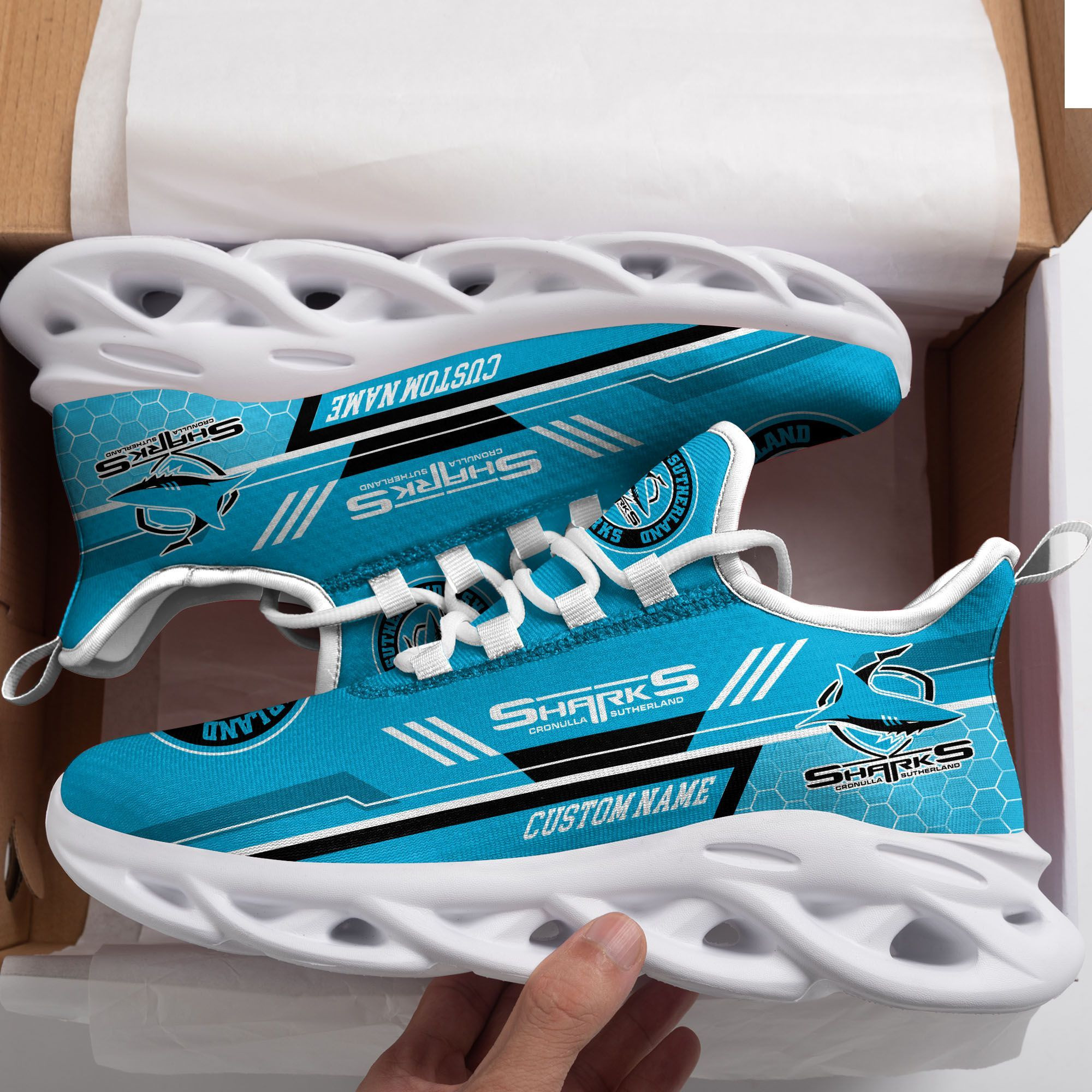 Cronulla-Sutherland Sharks Custom Personalized Max Soul Sneakers Shoes