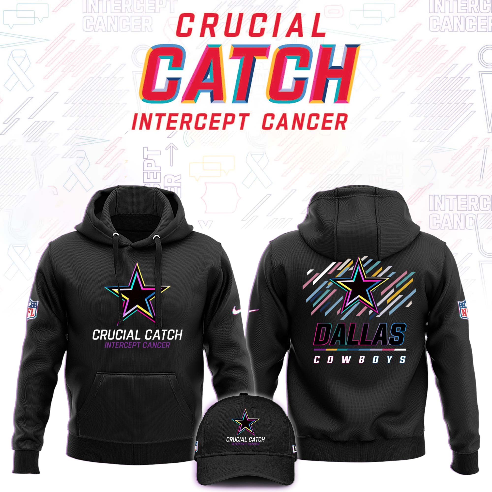 Dallas Cowboys  Black 202 Crucial Catch Club Pullover Hoodie