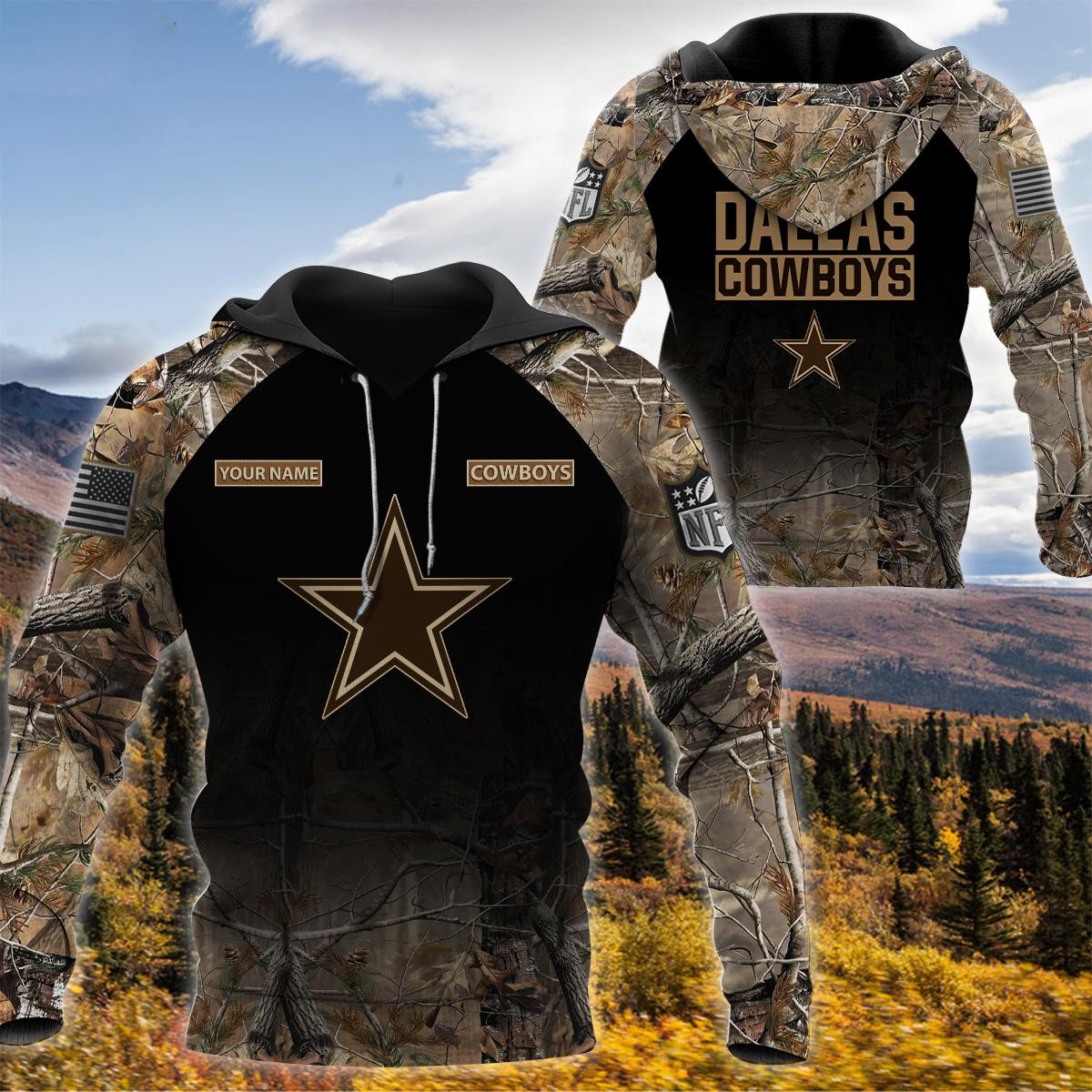 Dallas Cowboys Personalized Hunting Camo Hoodie,T-Shirt, Sweatshirt, Zipper