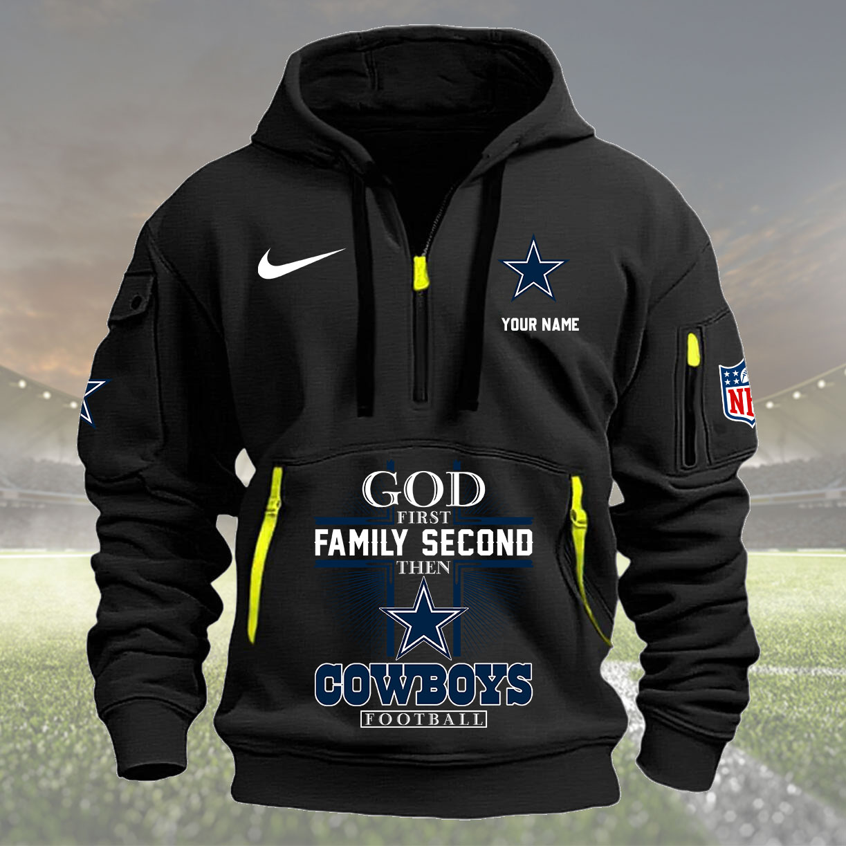 Dallas Cowboys Personalized Quarter Zip Hoodie New Collection AZBTQZH000249