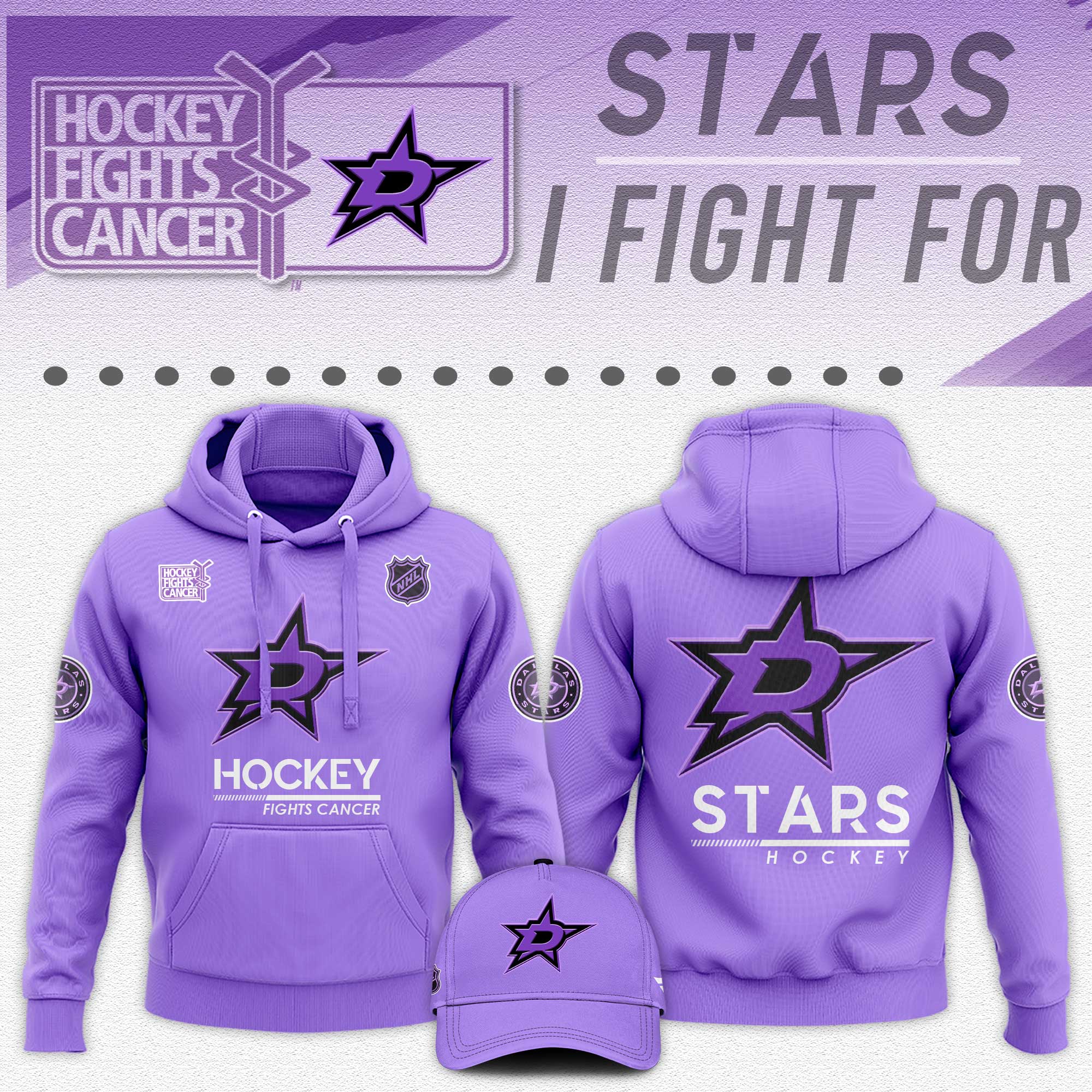 Dallas Stars Hockey Fights Cancer Unisex Hoodie