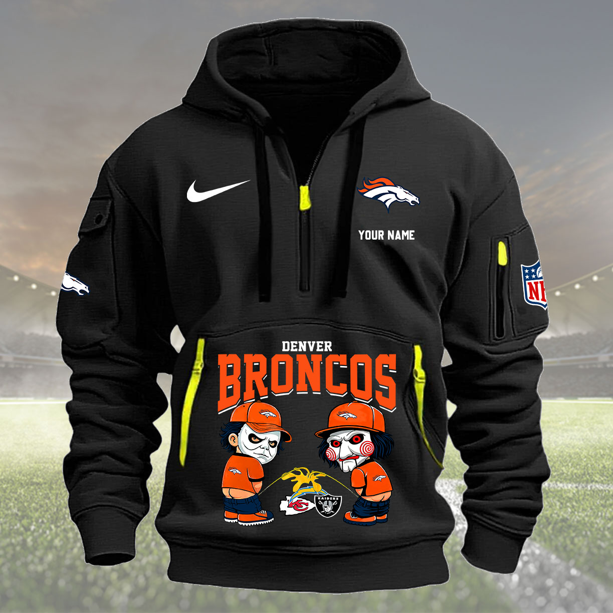 Denver Broncos Personalized Quarter Zip Hoodie New Collection AZBTQZH000284