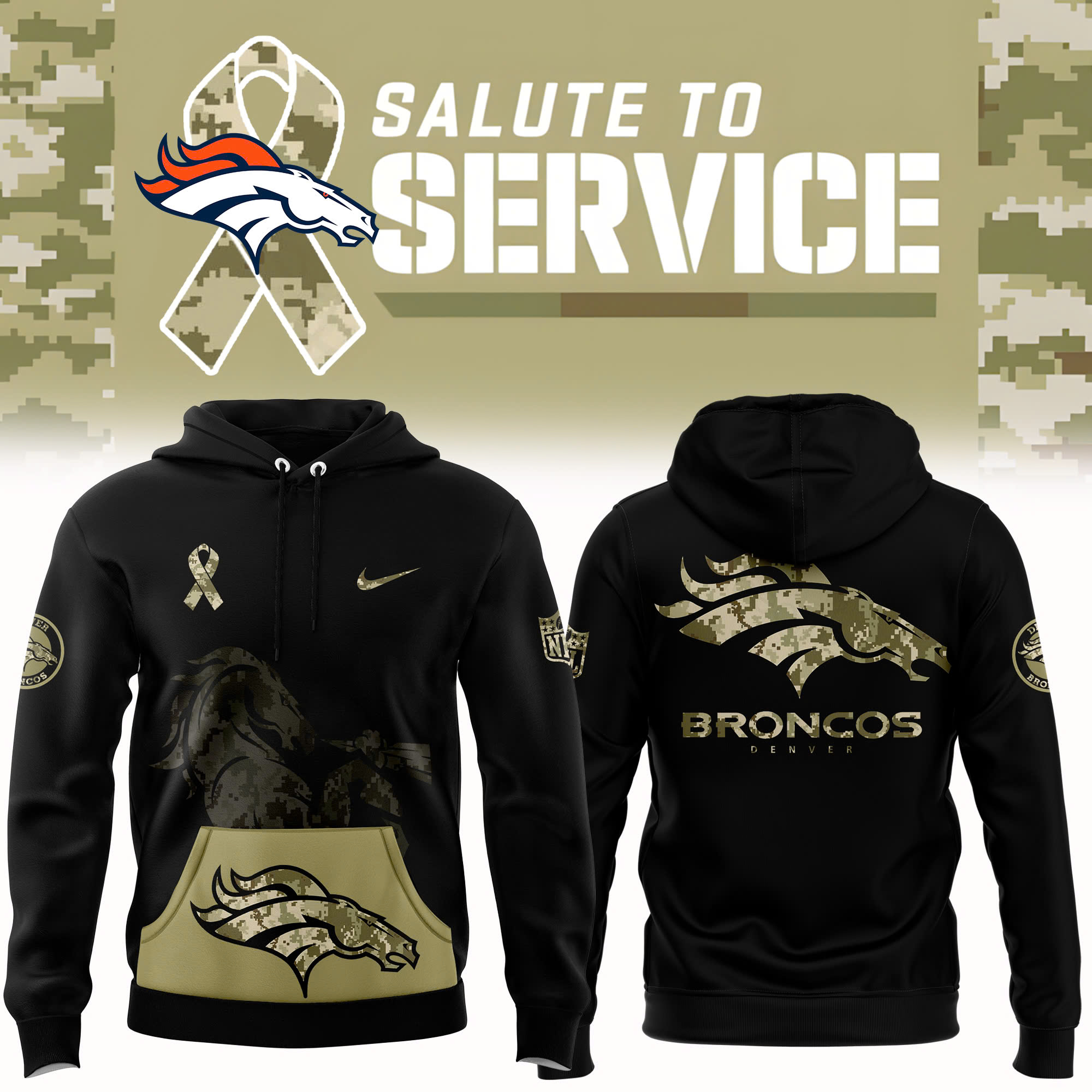Denver Broncos Salute to Service Club Fleece Pullover Hoodie