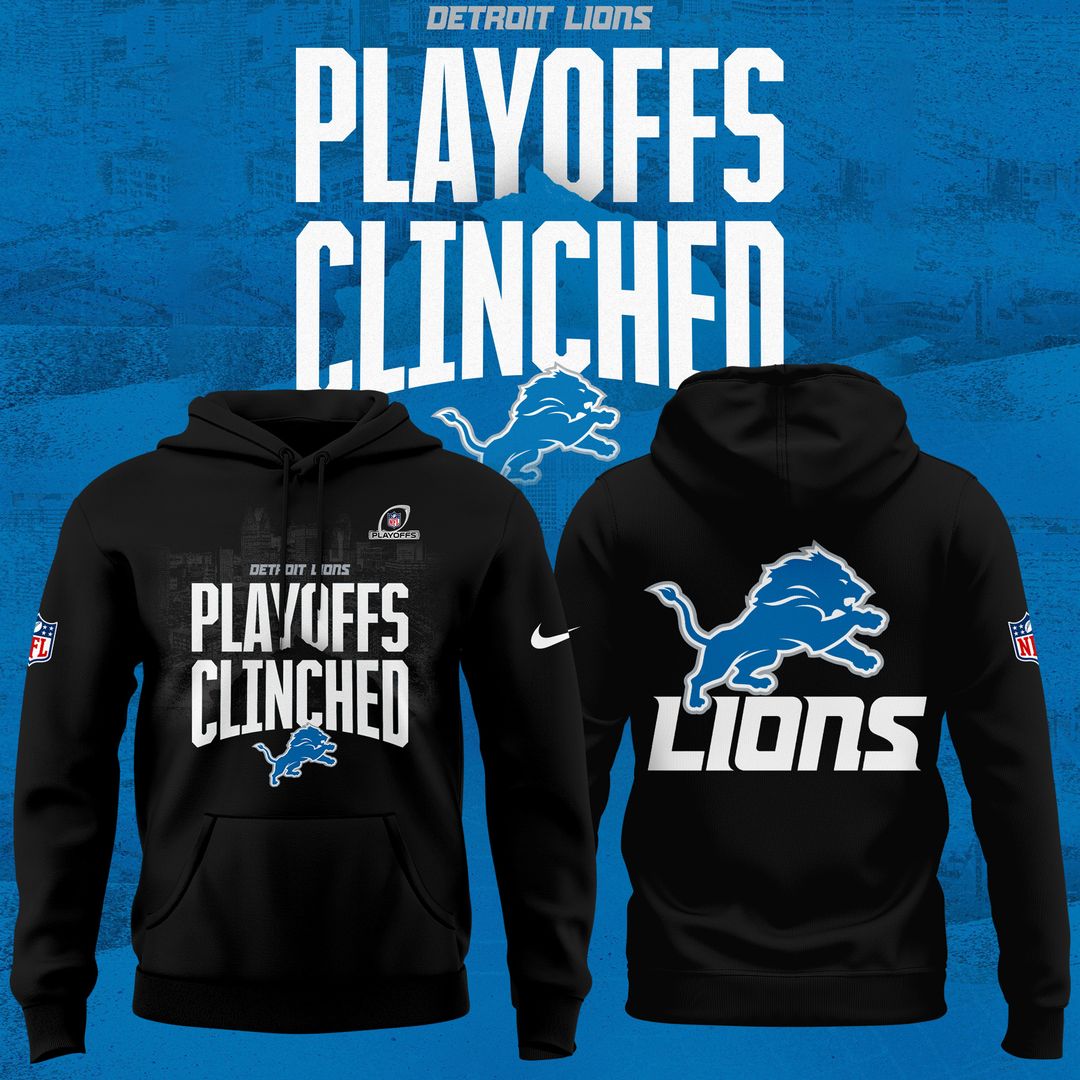 Detroit Lions 2024 Playoffs Clinched Black Hoodie gift for fans