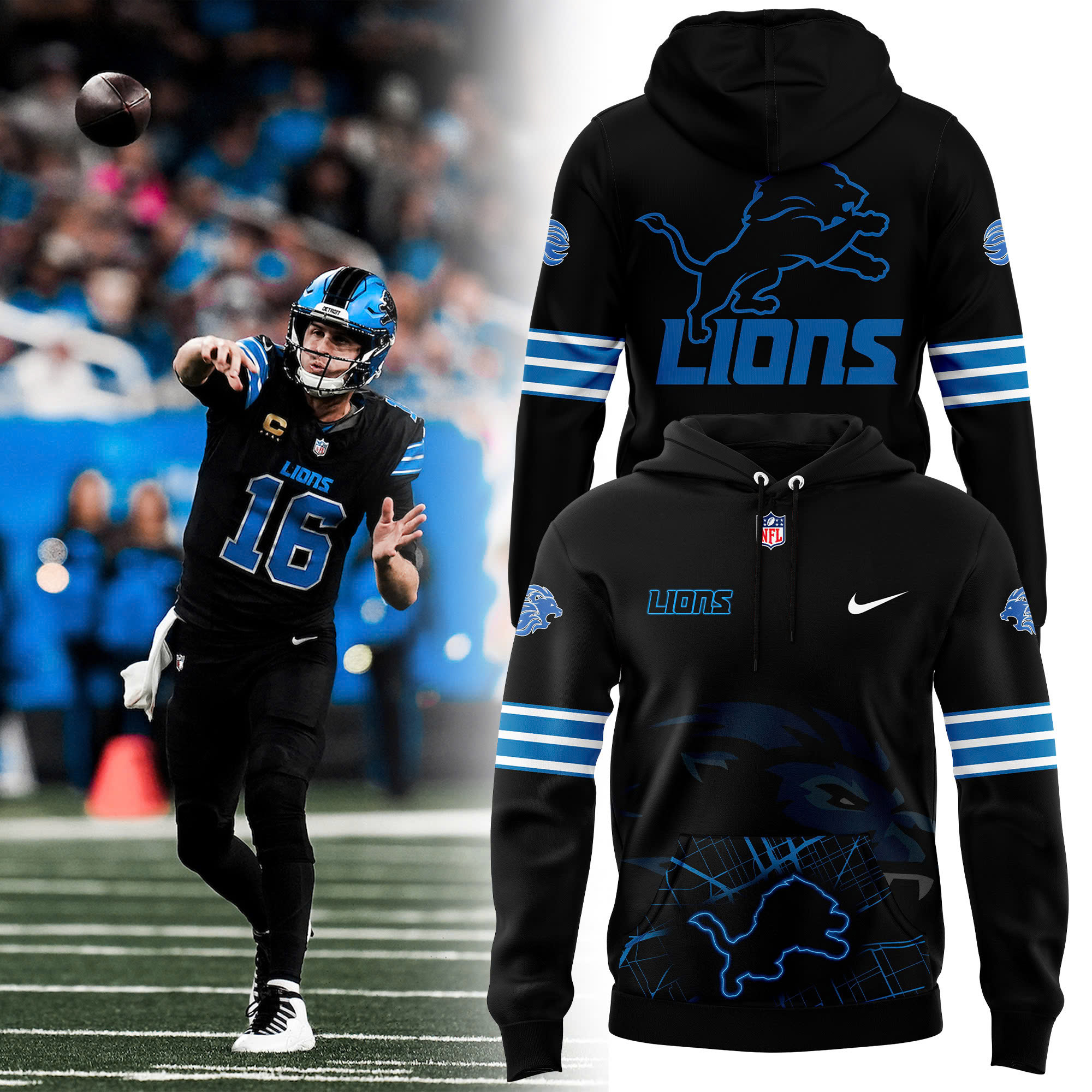 Detroit Lions Alternate Helmet Pullover Hoodie