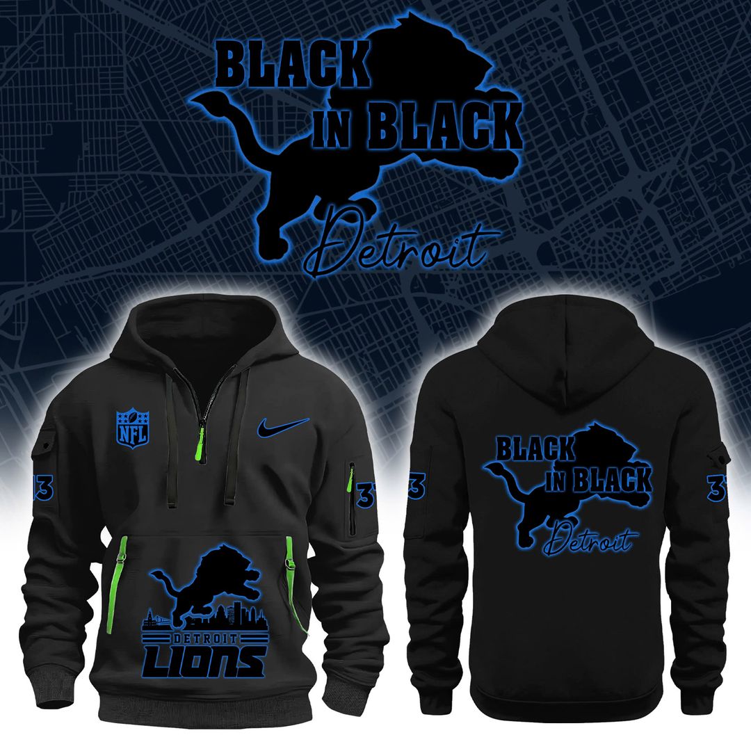 Detroit Lions Back in Black H115 New Hoodie Limited