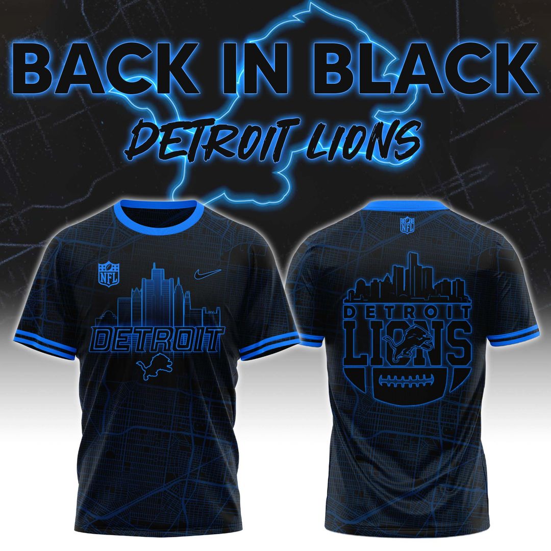 Detroit Lions Back In Black Tshirt 2024
