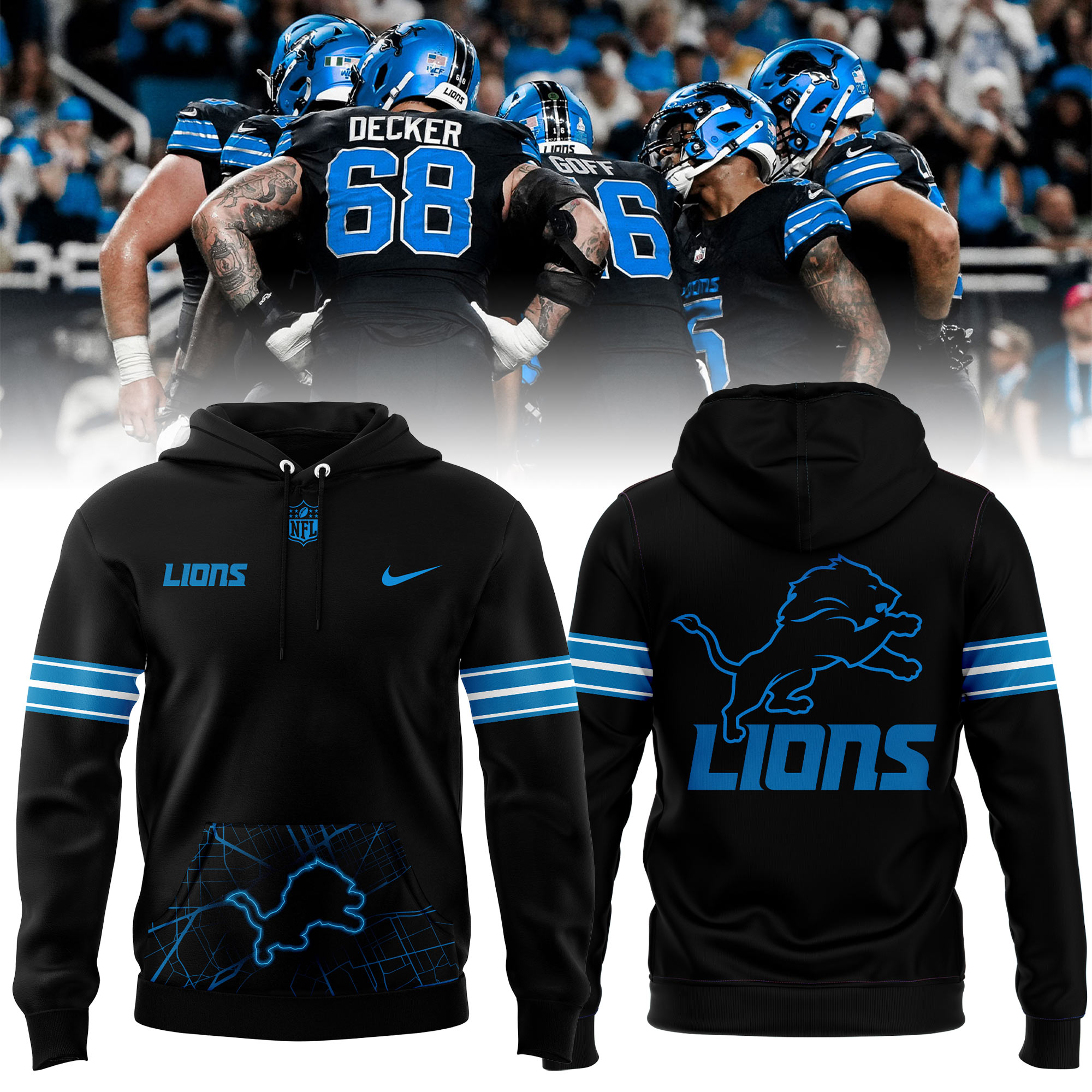 Detroit Lions Dark Knights Hoodie