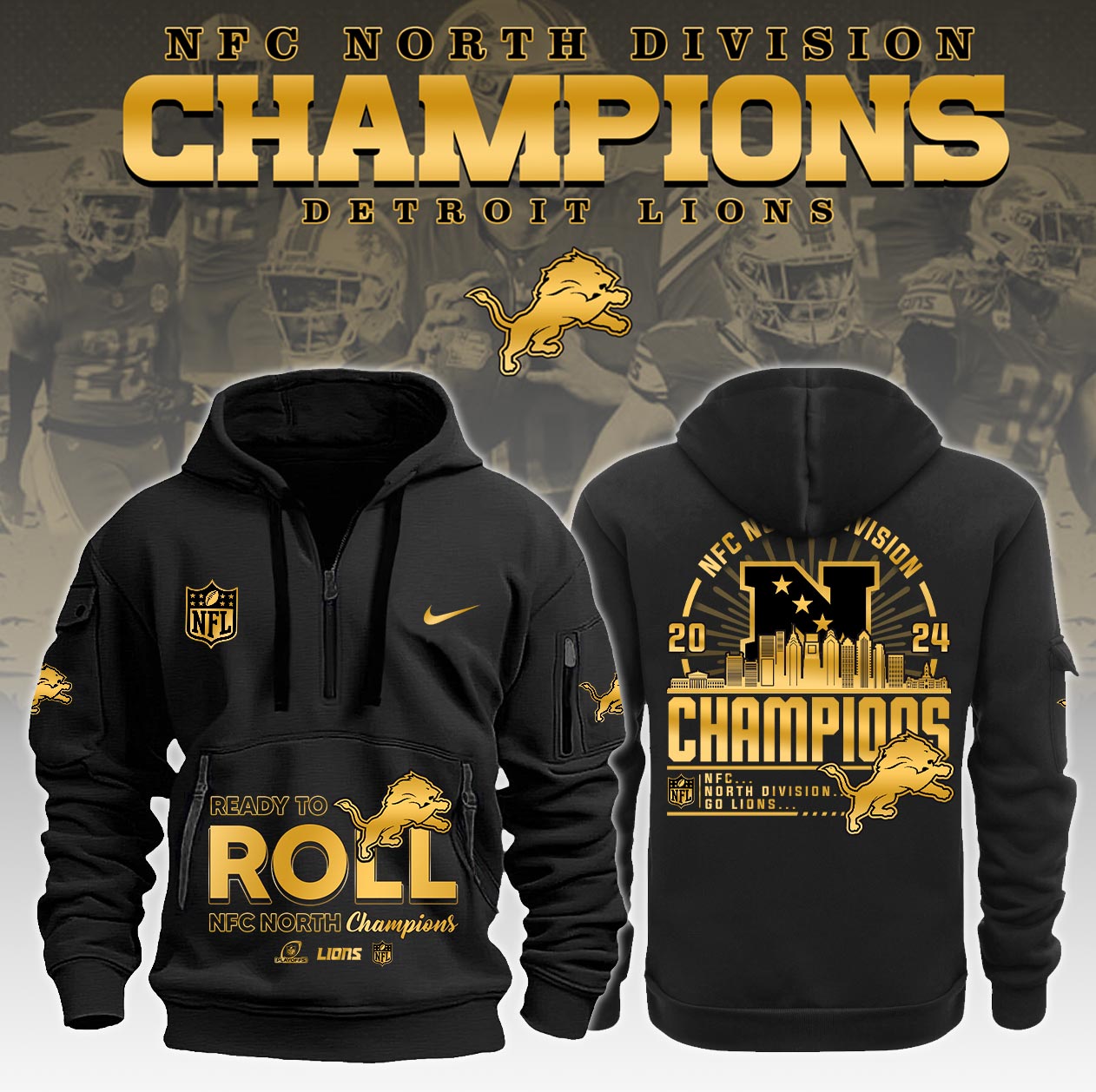 Detroit Lions NFC North Division Champions New Hoodie 2025