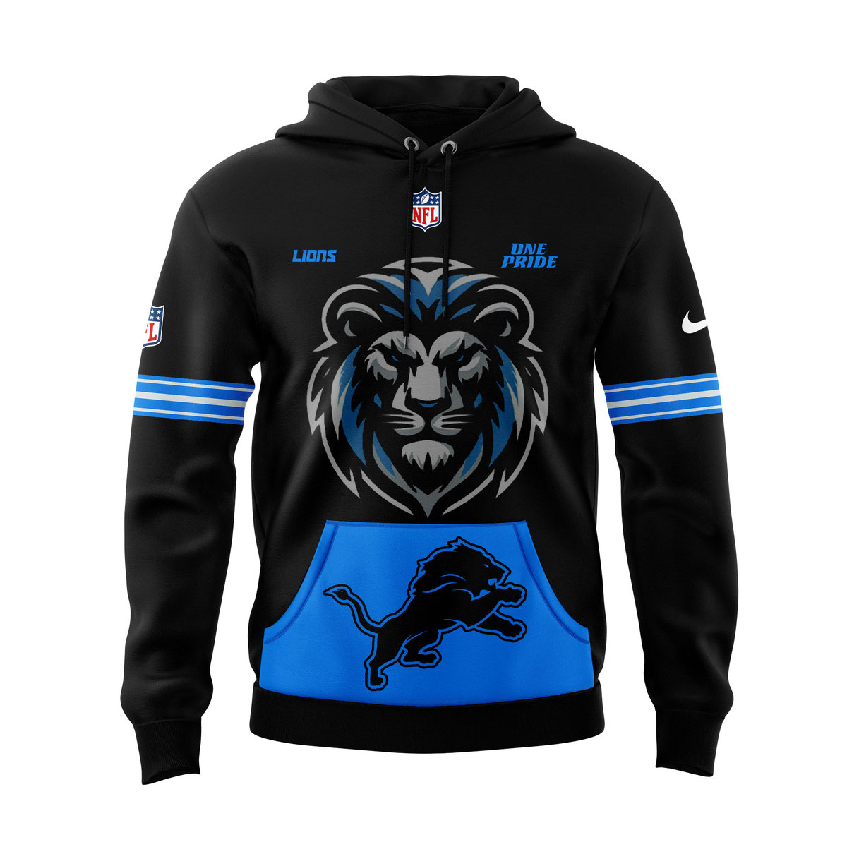 Detroit Lions ONE PRIDE New Version Black Hoodie+NT14102406ID10DS11