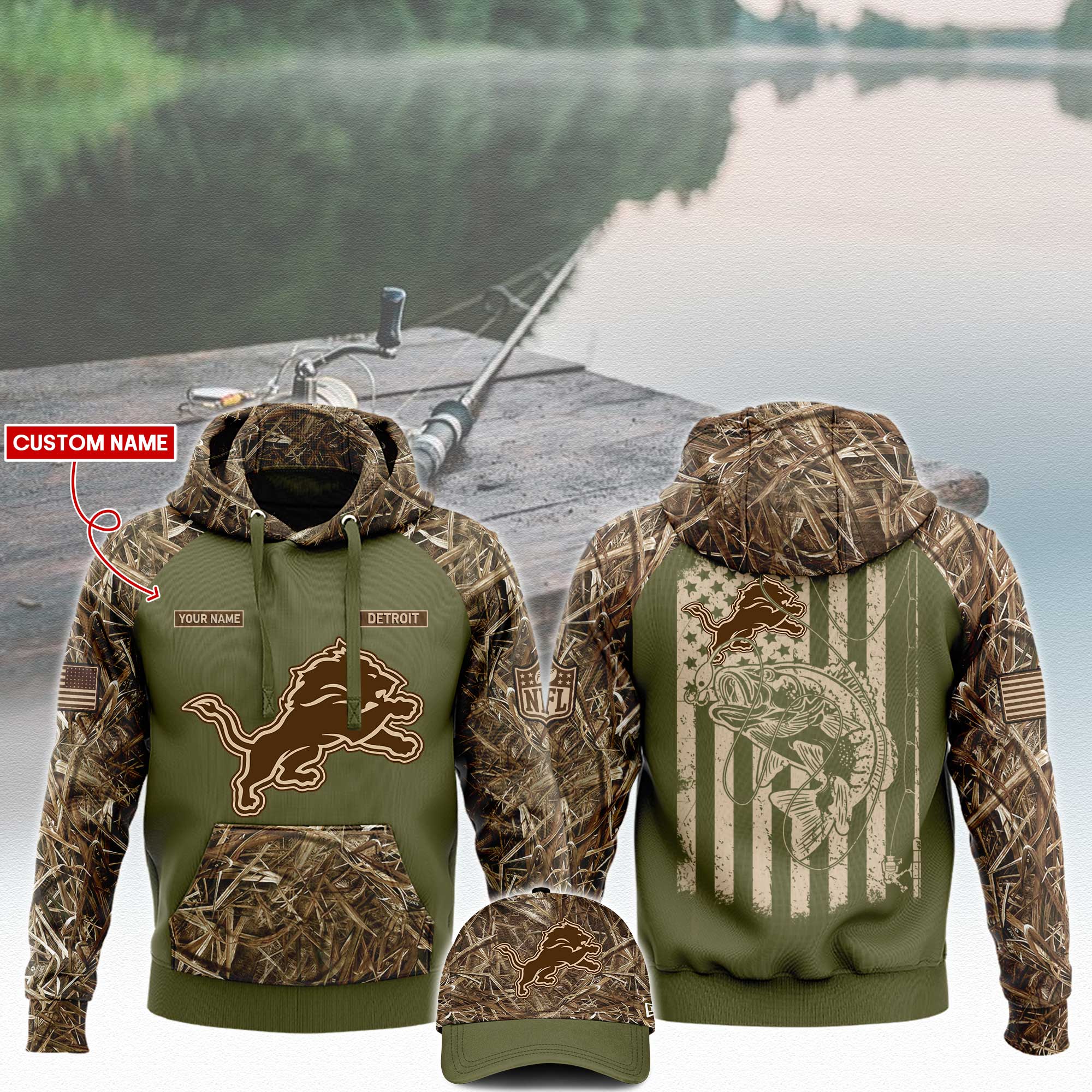 Detroit Lions x Hunting Hoodie s V3