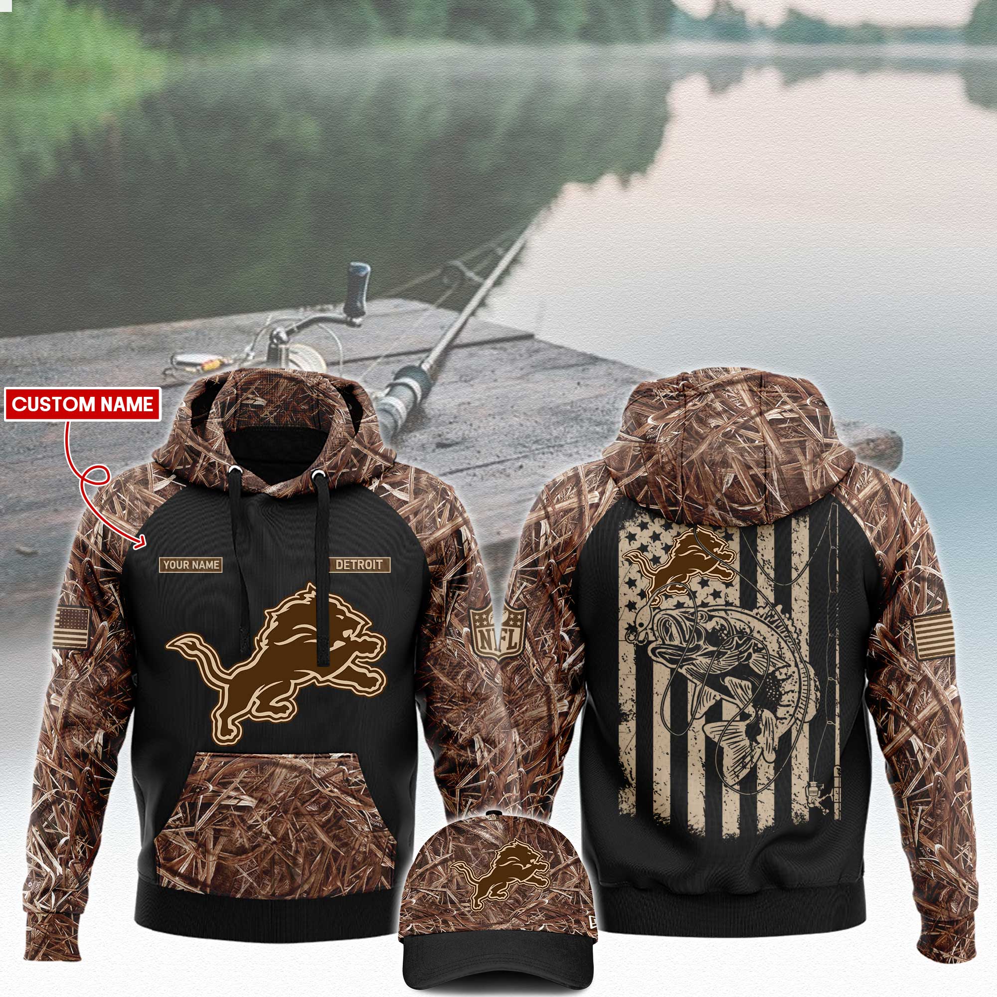 Detroit Lions x Hunting Hoodie s V3