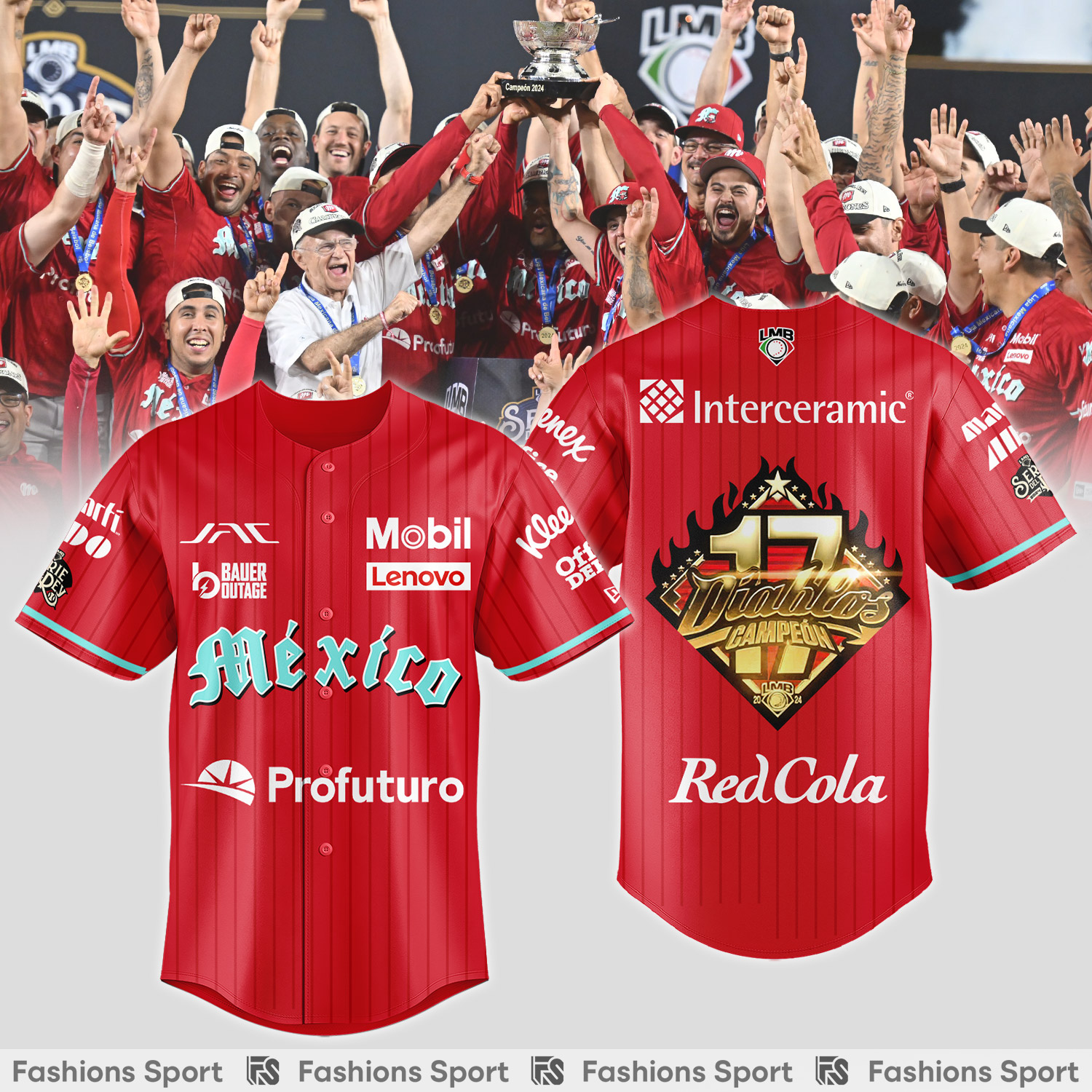 Diablos Rojos del Mexico Campeones baseball Jersey
