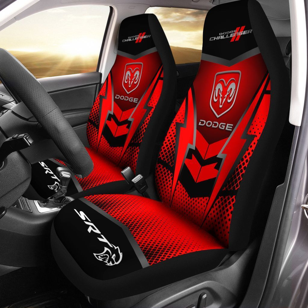 Dodge Challenger  Car Seat Cover (Set of 2) Ver 2 (Red)