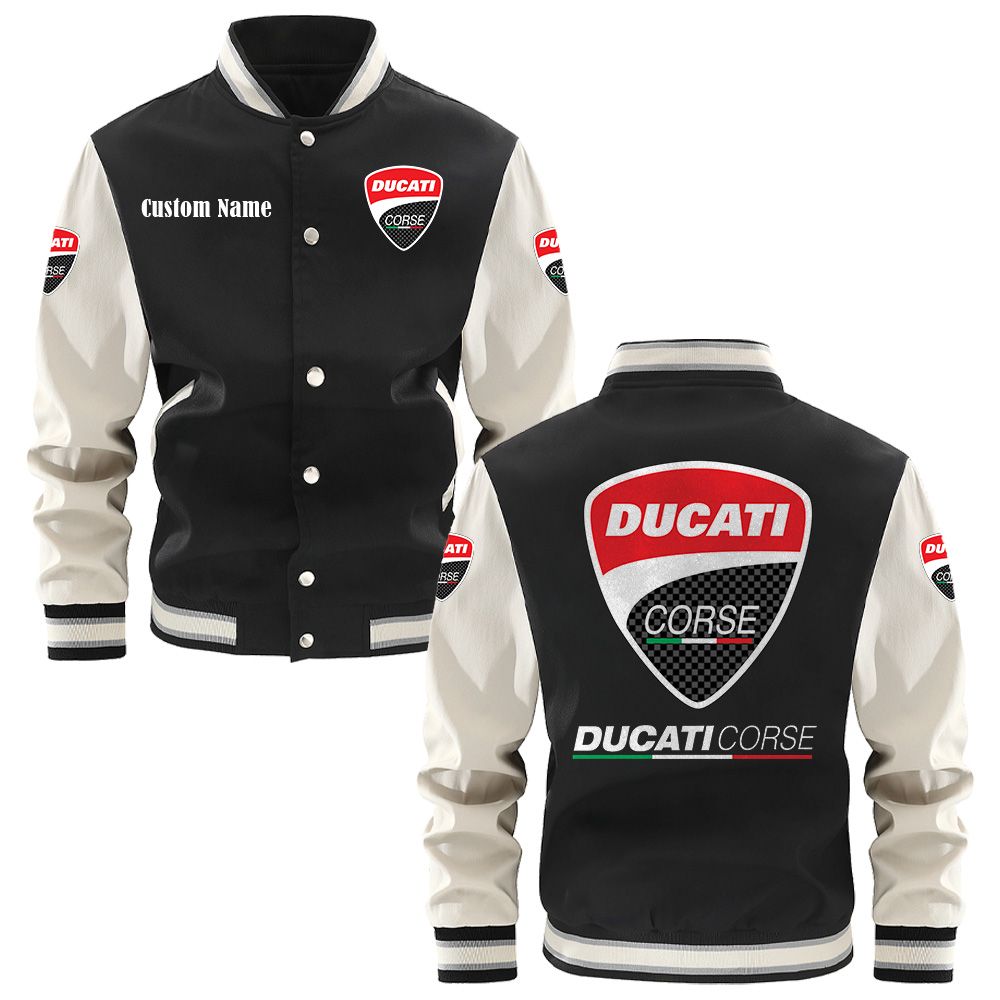 Ducati Corse Varsity Jacket, Baseball jacket, Letterman Jacket Customize Name, Multicolor