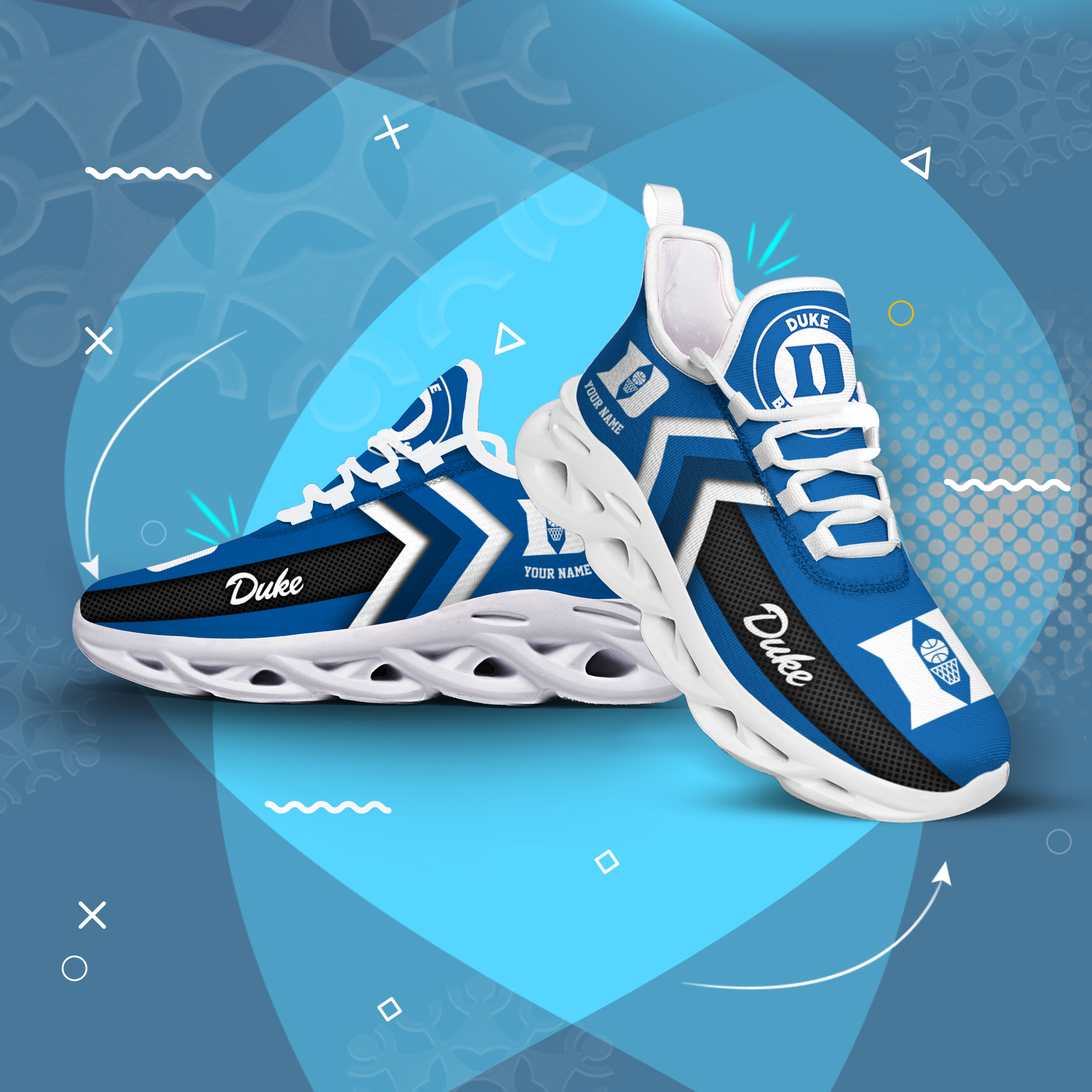 Duke Blue Devils Personalized Custom Name Max Soul Shoes DS003